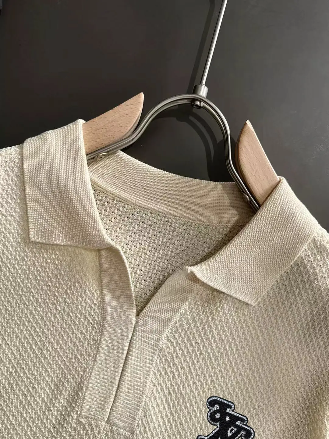 Logo-Appliqué Waffle-Knit Polo Shirt D20015169 — view 3