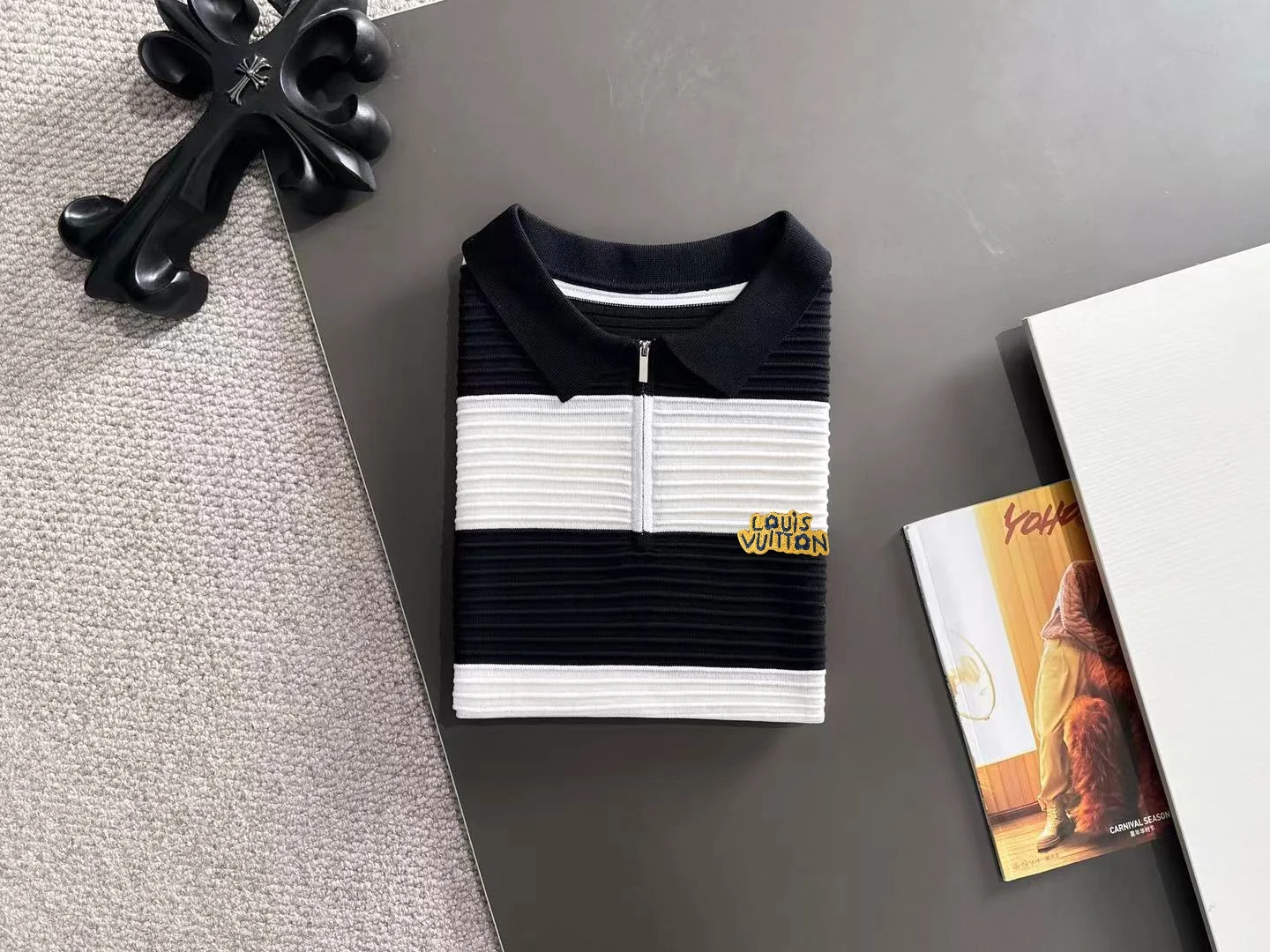 Striped Half-Zip Knit Polo Shirt D20015187 — view 8