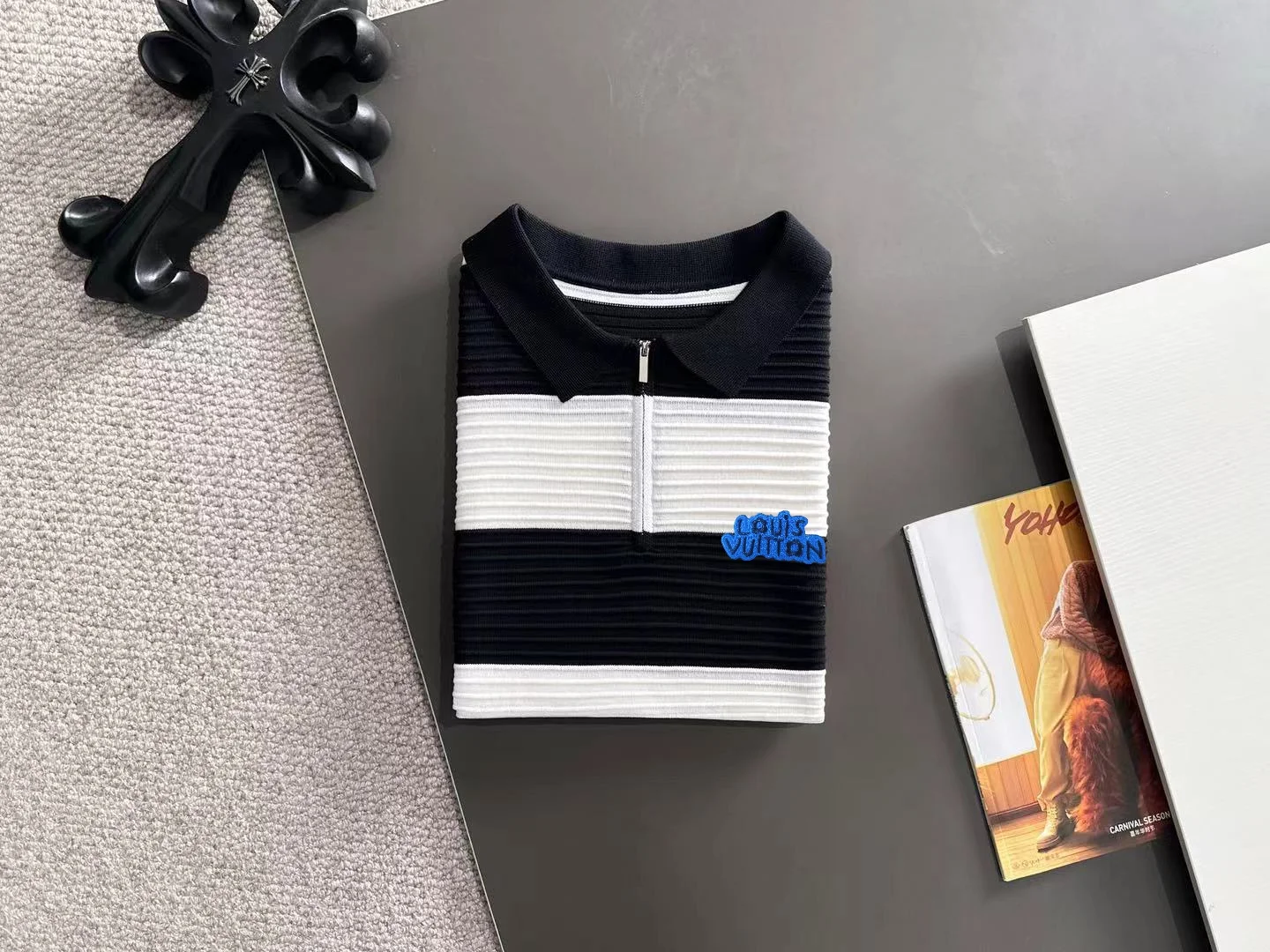 Striped Half-Zip Knit Polo Shirt D20015189 — view 8