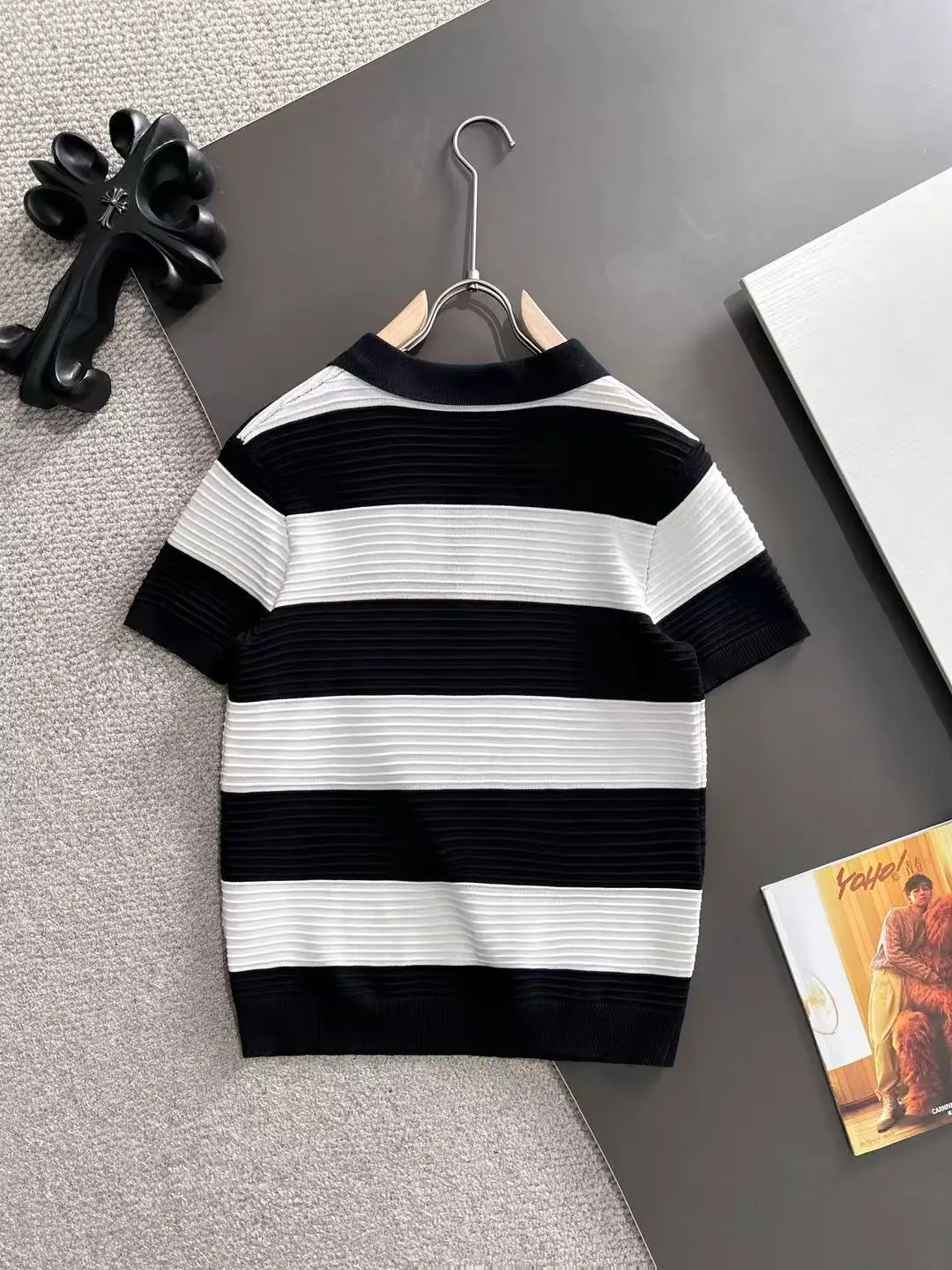 Striped Half-Zip Knit Polo Shirt D20015189 — view 9