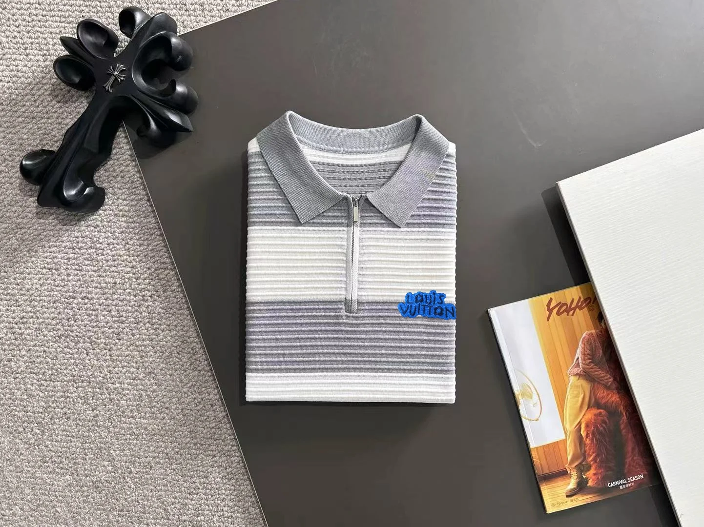 Striped Half-Zip Knit Polo Shirt D20015190 — view 8