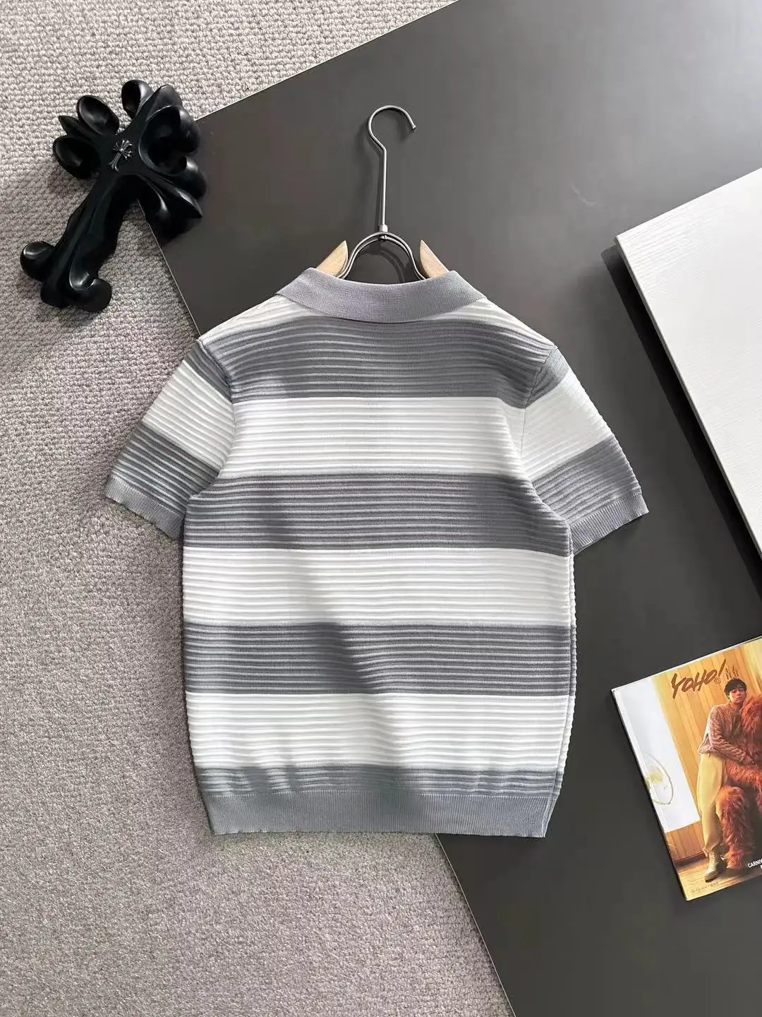 Striped Half-Zip Knit Polo Shirt D20015190 — view 9