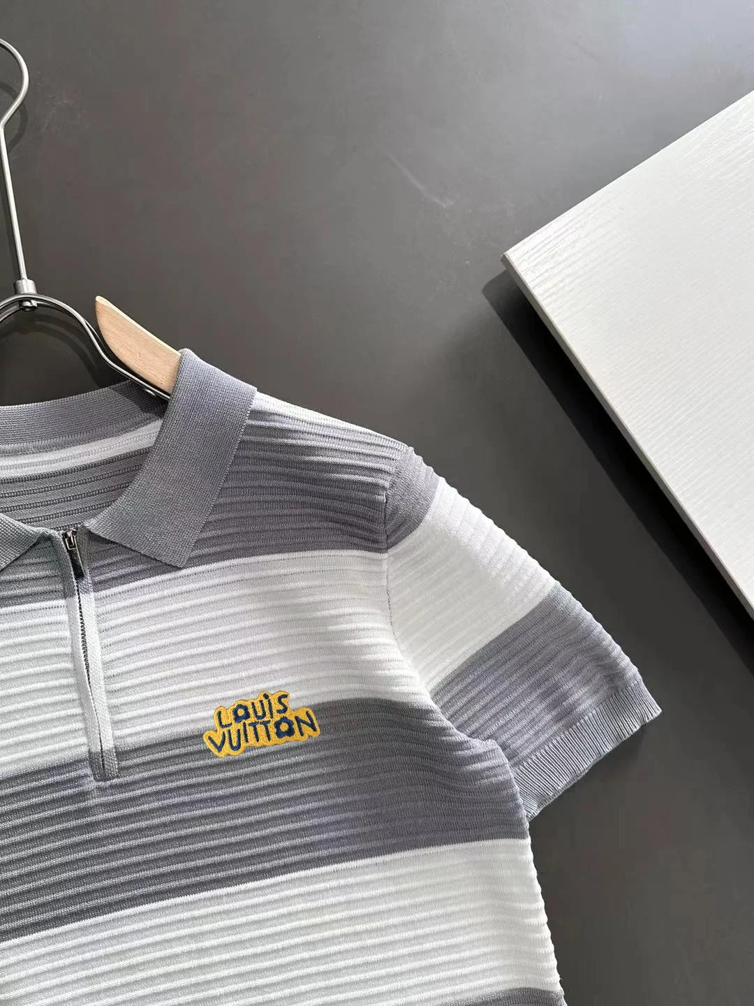 Striped Knit Half-Zip Polo Shirt D20015188 — view 2