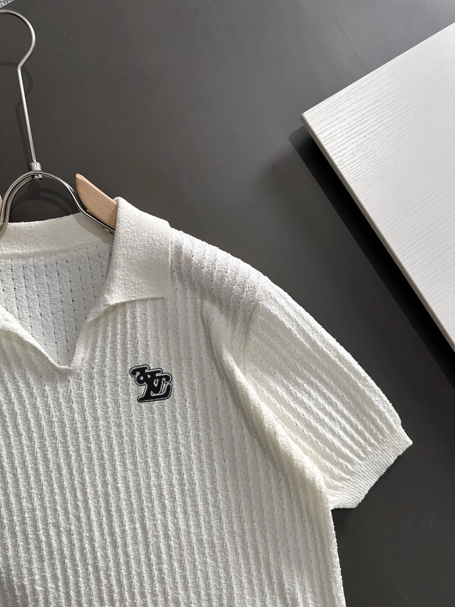 Textured Knit Short-Sleeve Polo Shirt D20015214 — view 2