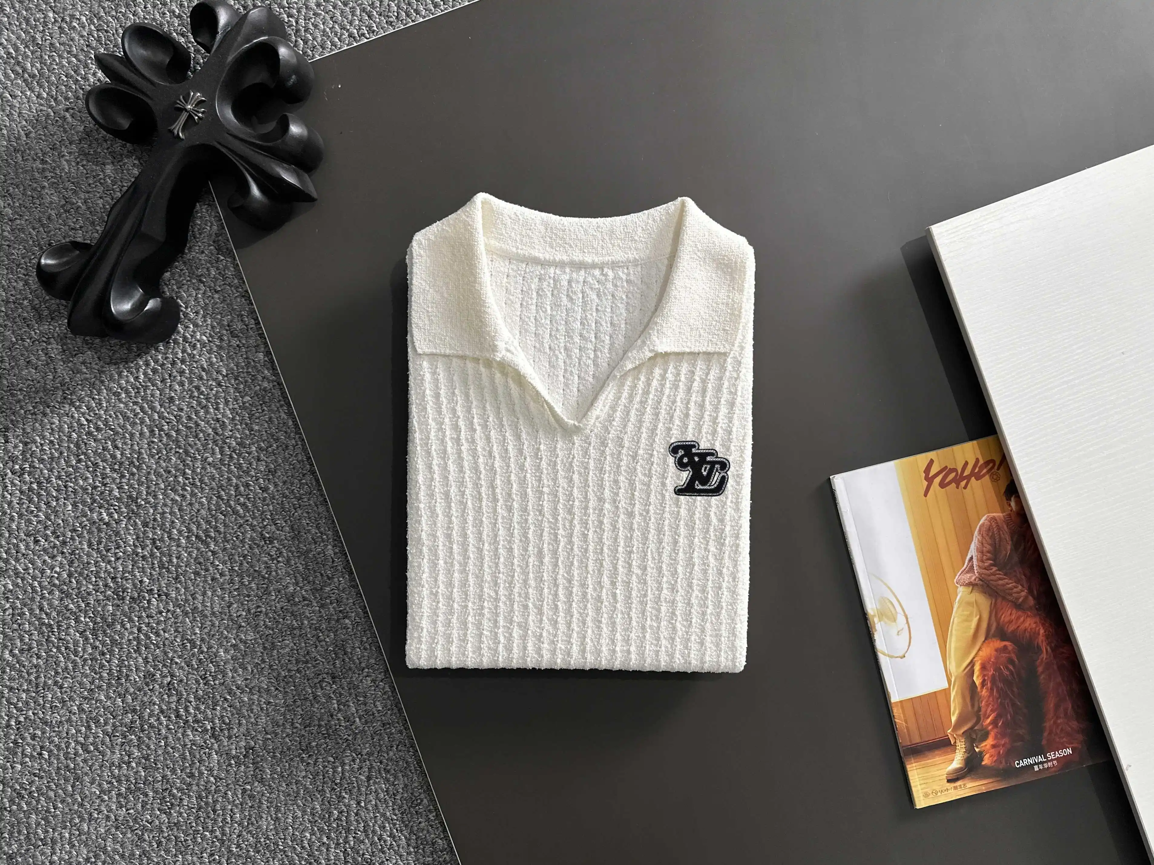 Textured Knit Short-Sleeve Polo Shirt D20015214 — view 8