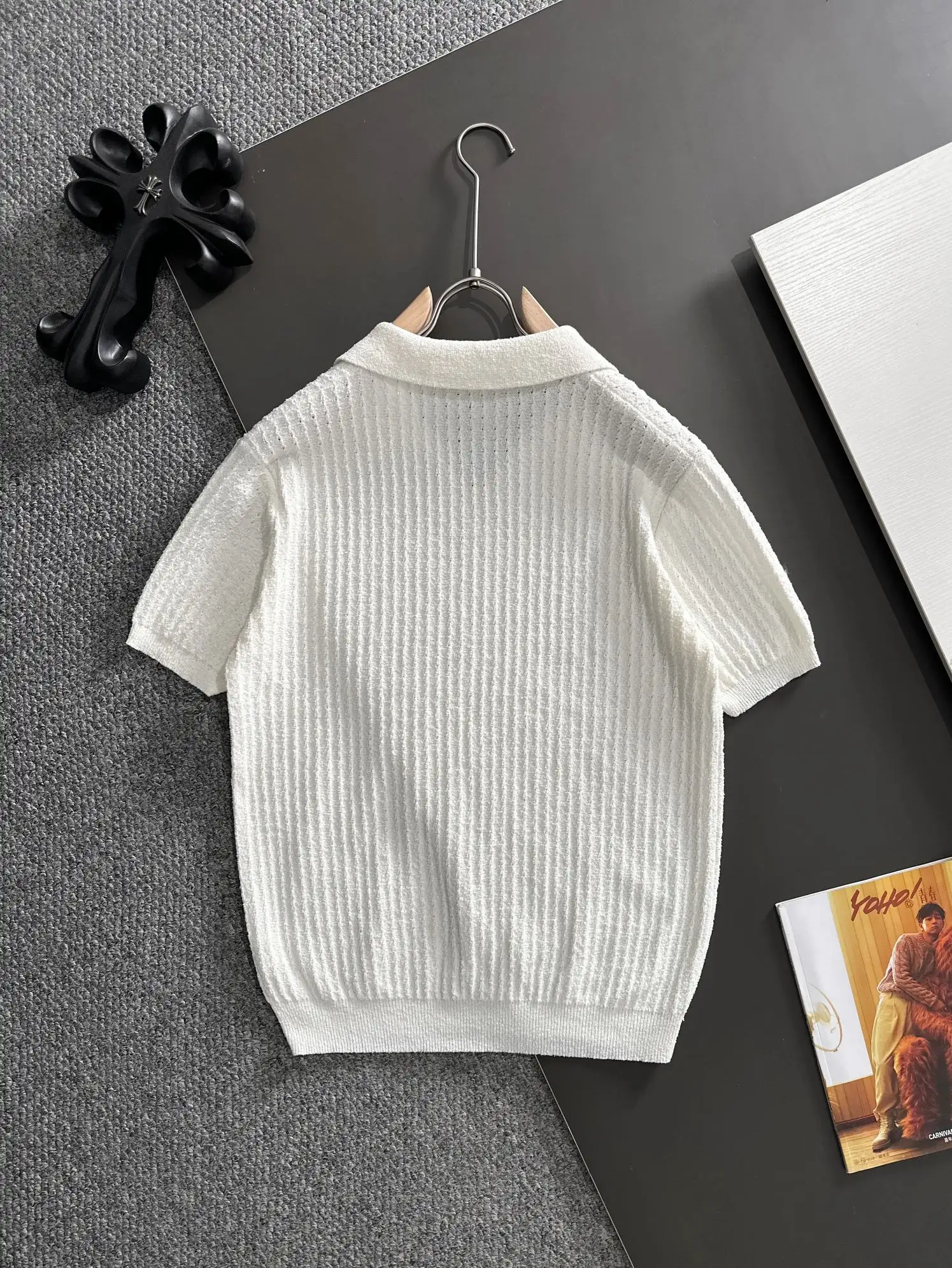 Textured Knit Short-Sleeve Polo Shirt D20015214 — view 9