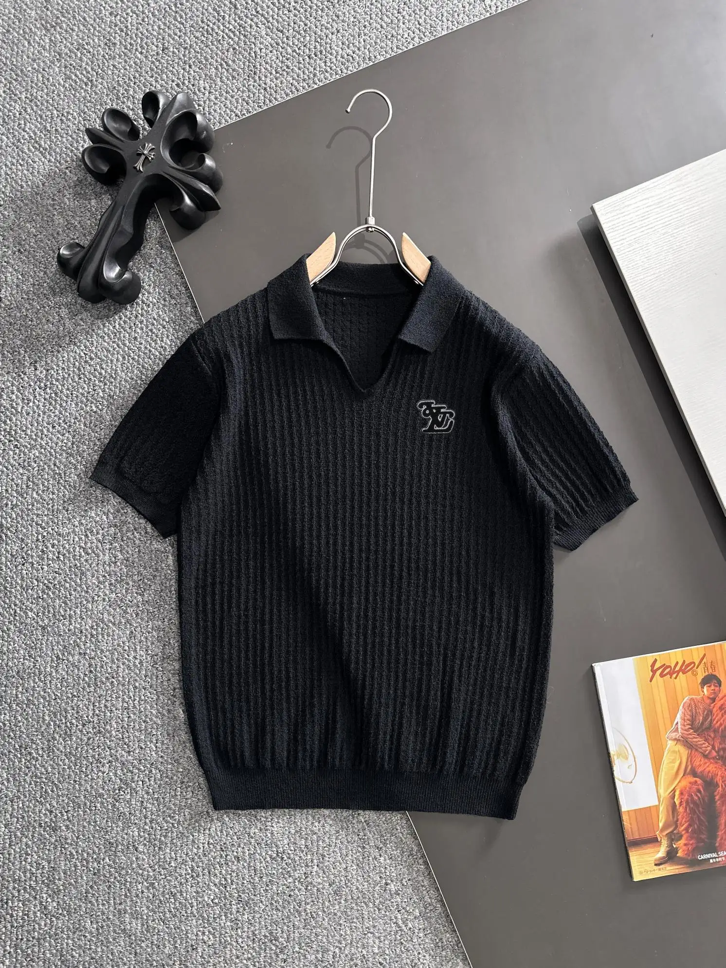 Textured Knit Short-Sleeve Polo Shirt D20015213