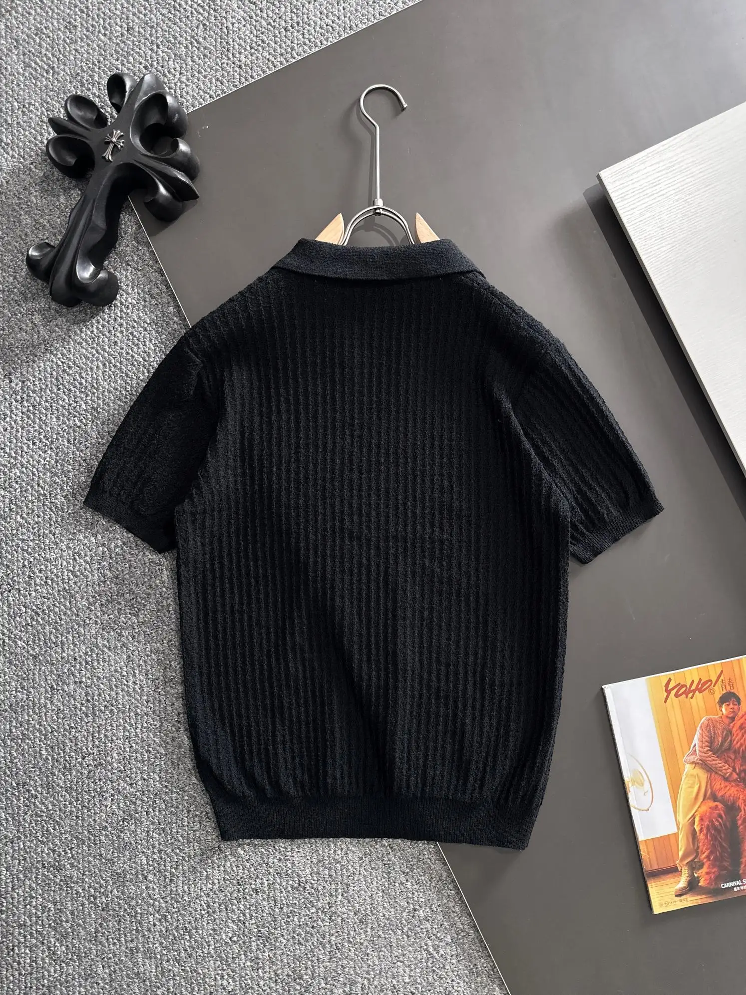 Textured Knit Short-Sleeve Polo Shirt D20015213 — view 9
