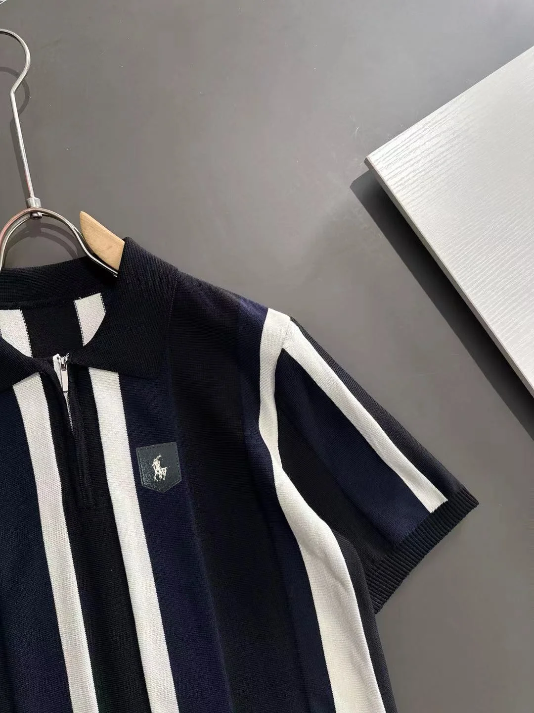 Striped Knit Half-Zip Polo Shirt D21013594 — view 2