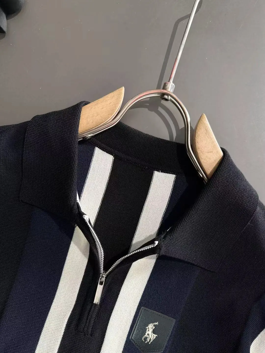 Striped Knit Half-Zip Polo Shirt D21013594 — view 3