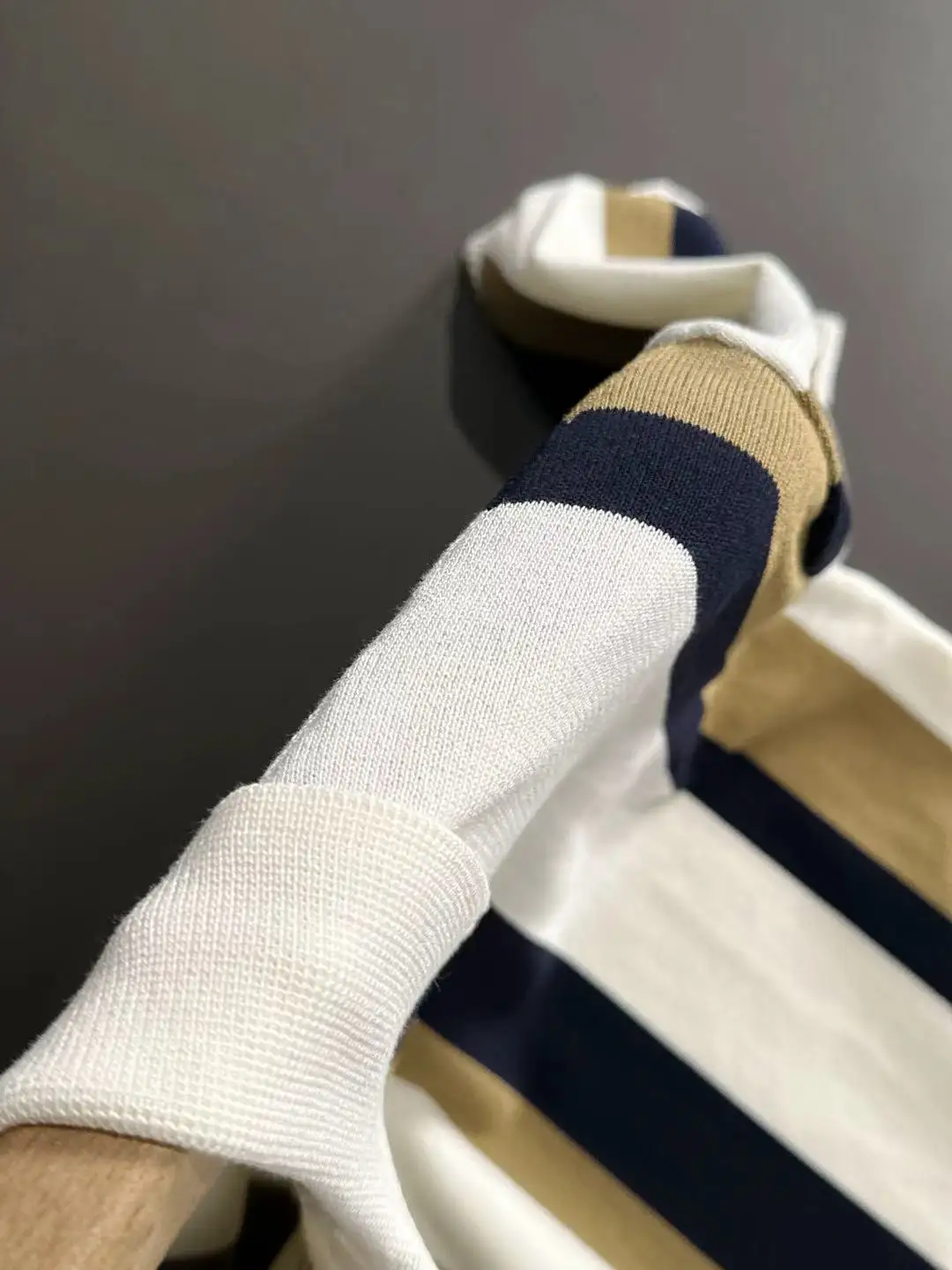 Striped Knit Half-Zip Polo Shirt D21013595 — view 4