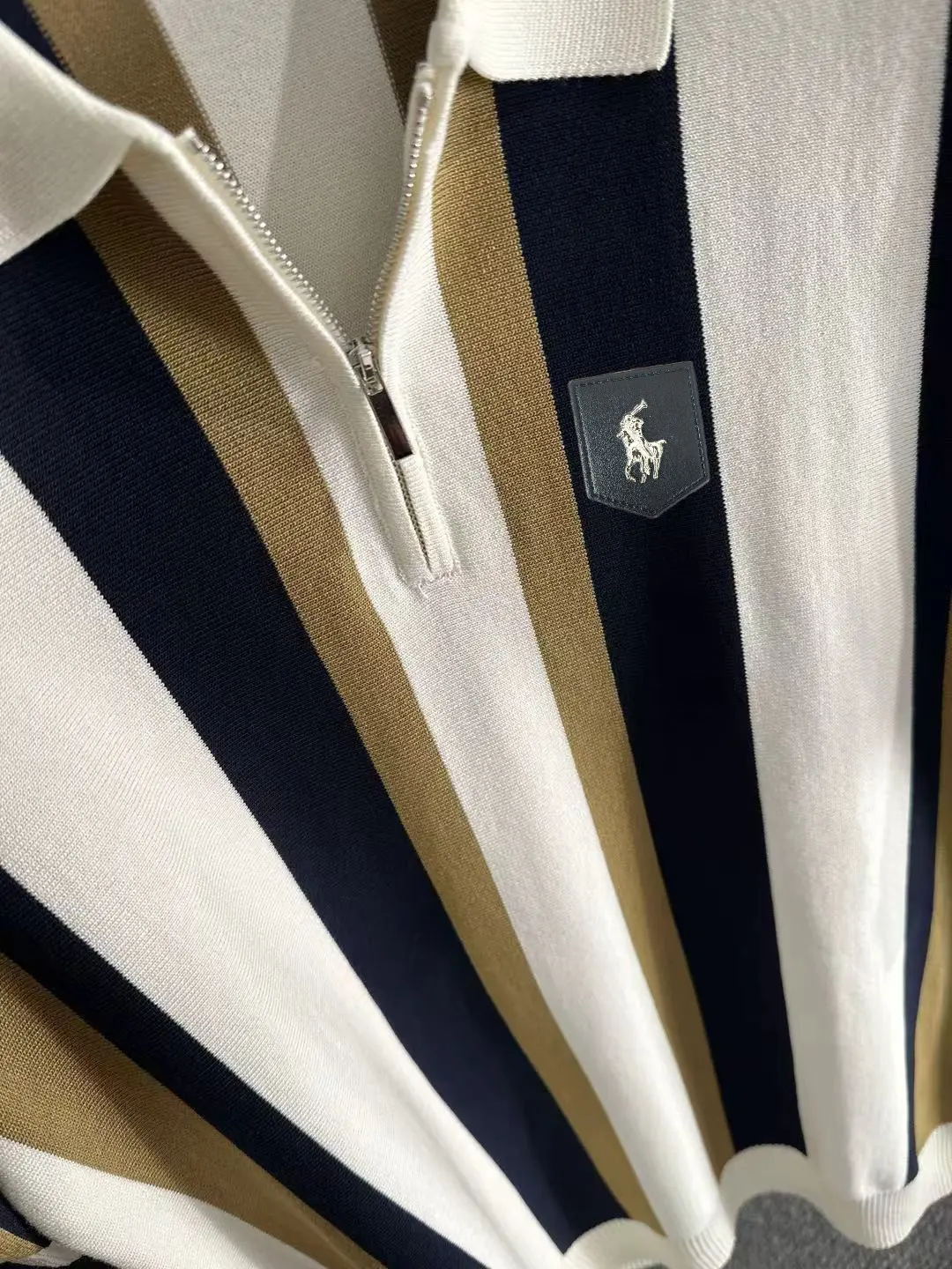 Striped Knit Half-Zip Polo Shirt D21013595 — view 7
