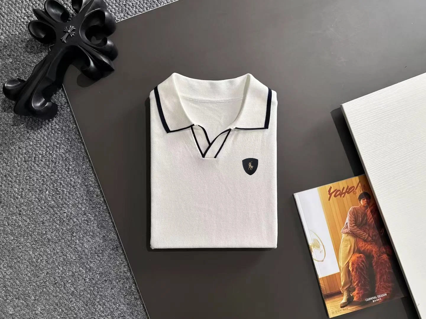 Contrast-Trim Knit Polo Shirt D21013585 — view 8