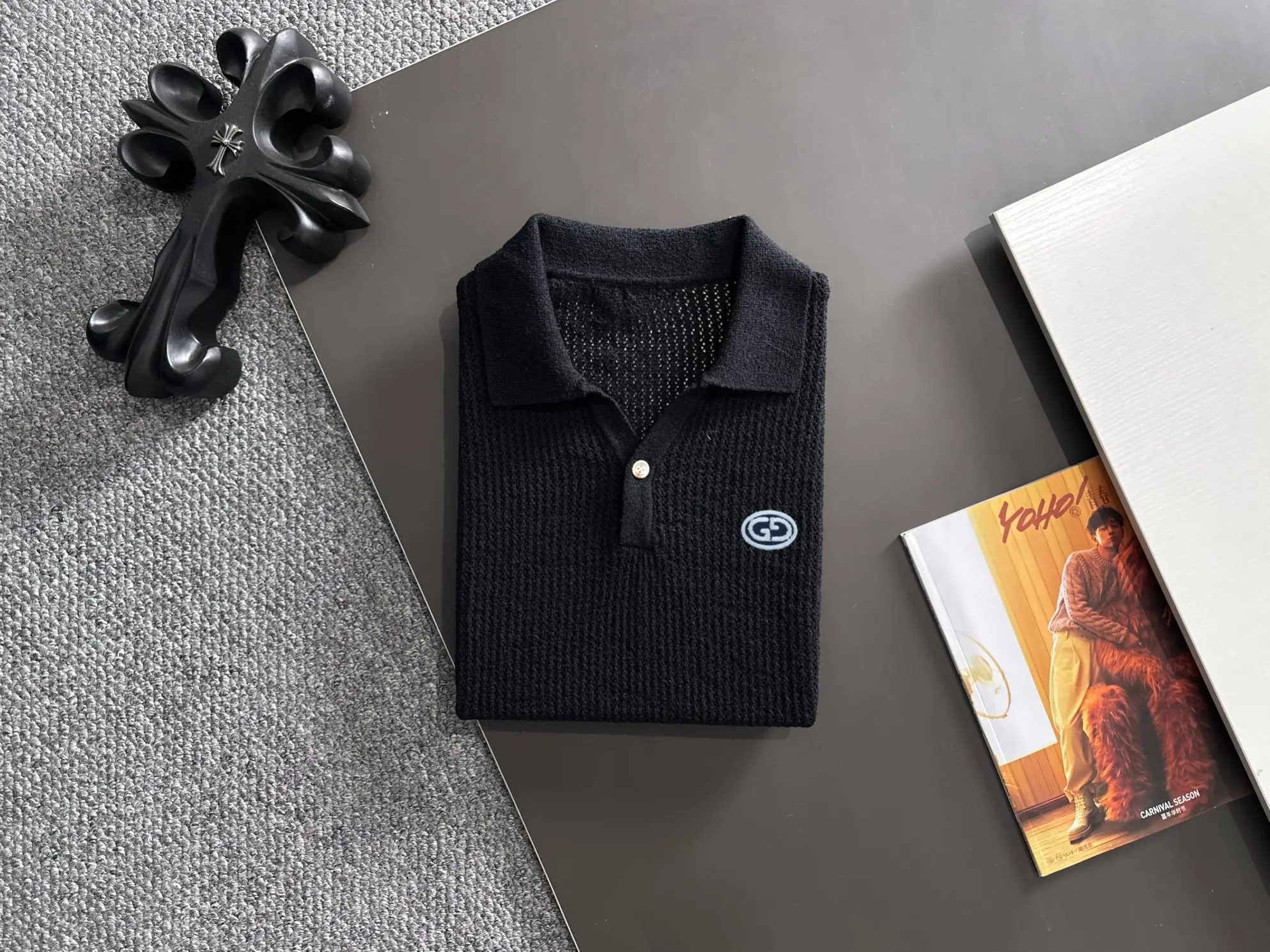Logo-Embroidered Open-Knit Polo Shirt D21013582 — view 8
