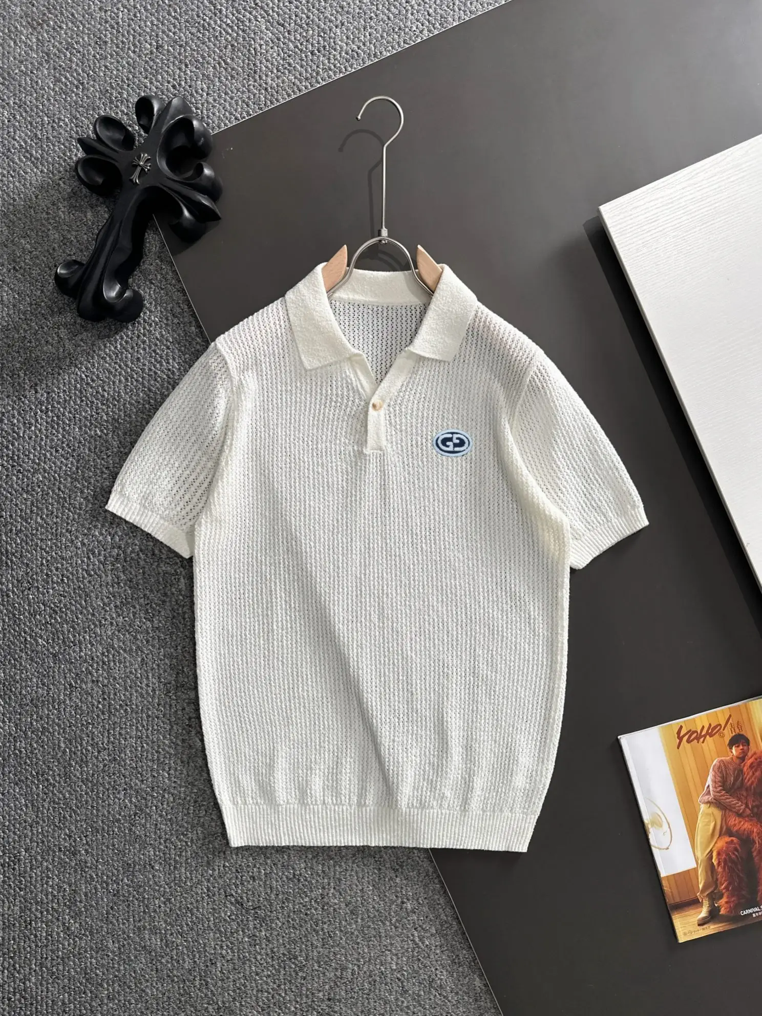 Open-Knit Mesh Polo Shirt D21013583