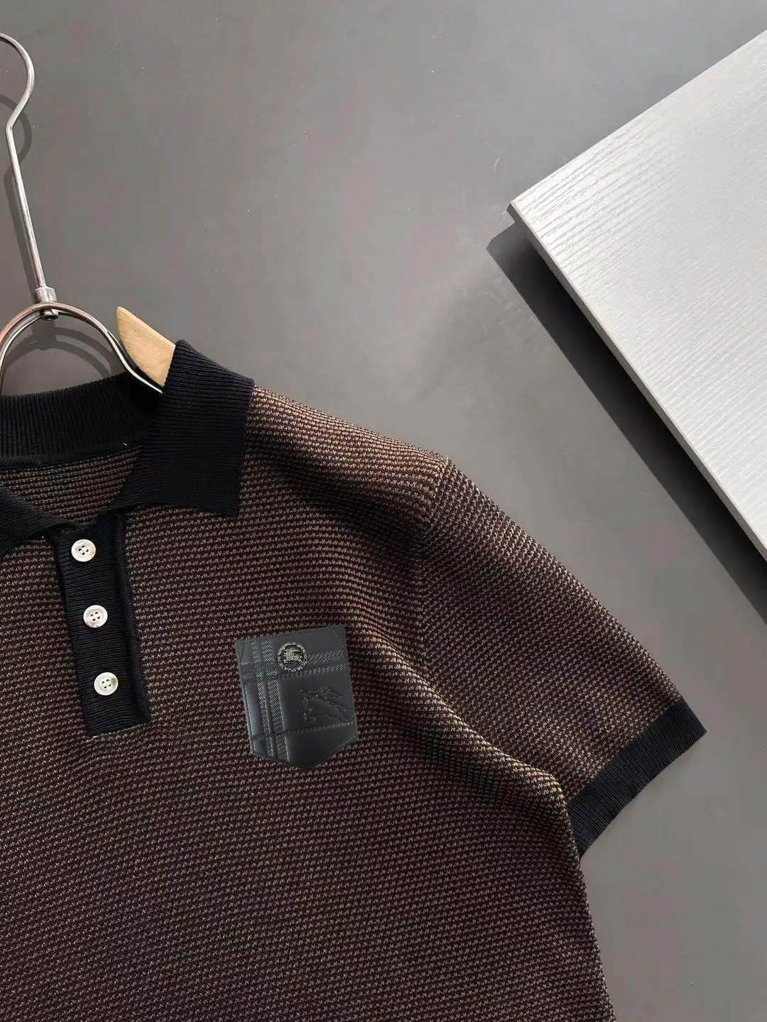 Textured Knit Striped Polo Shirt D21013596 — view 2
