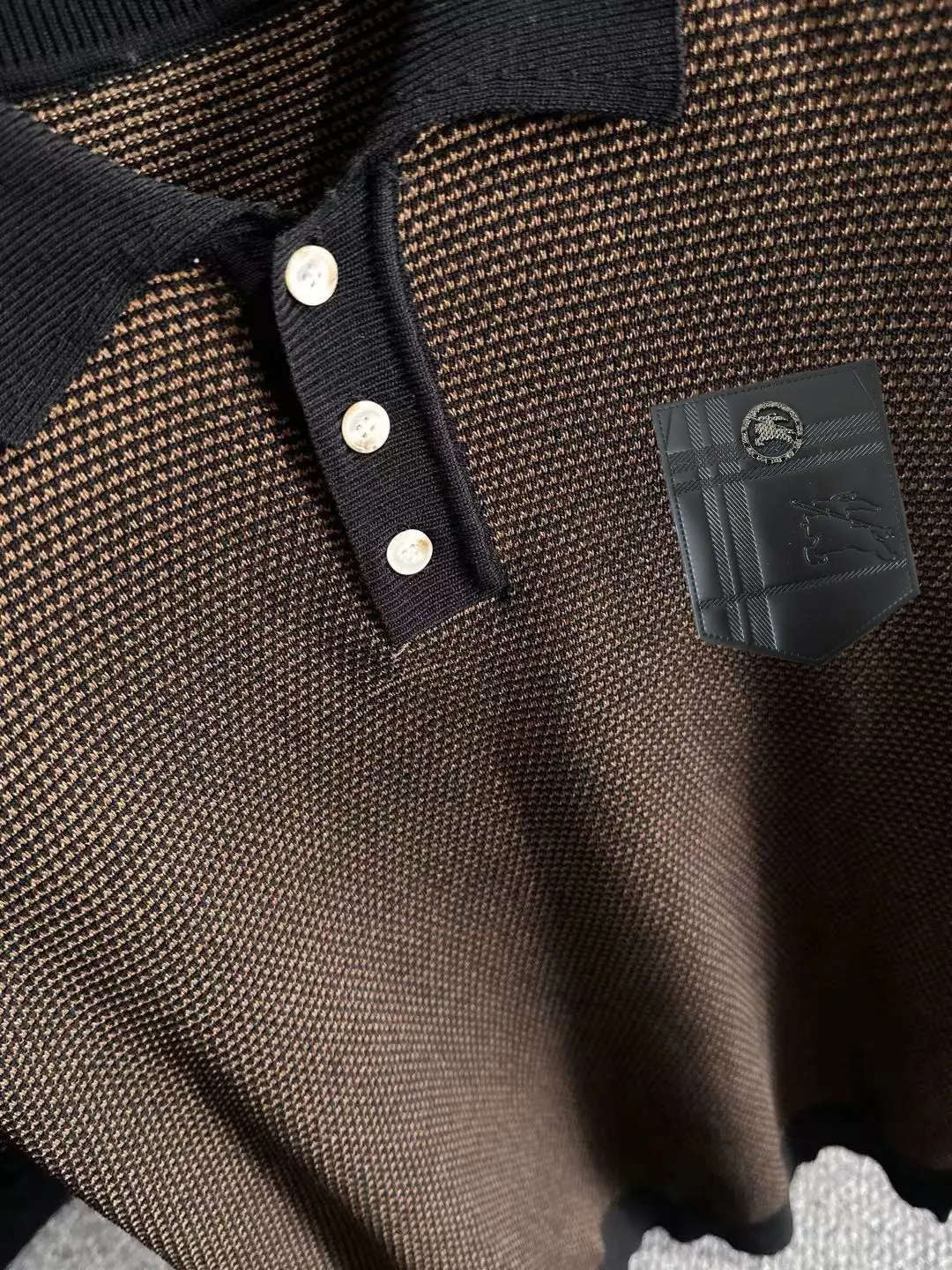 Textured Knit Striped Polo Shirt D21013596 — view 7