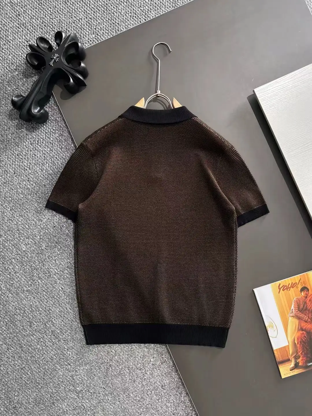 Textured Knit Striped Polo Shirt D21013596 — view 9