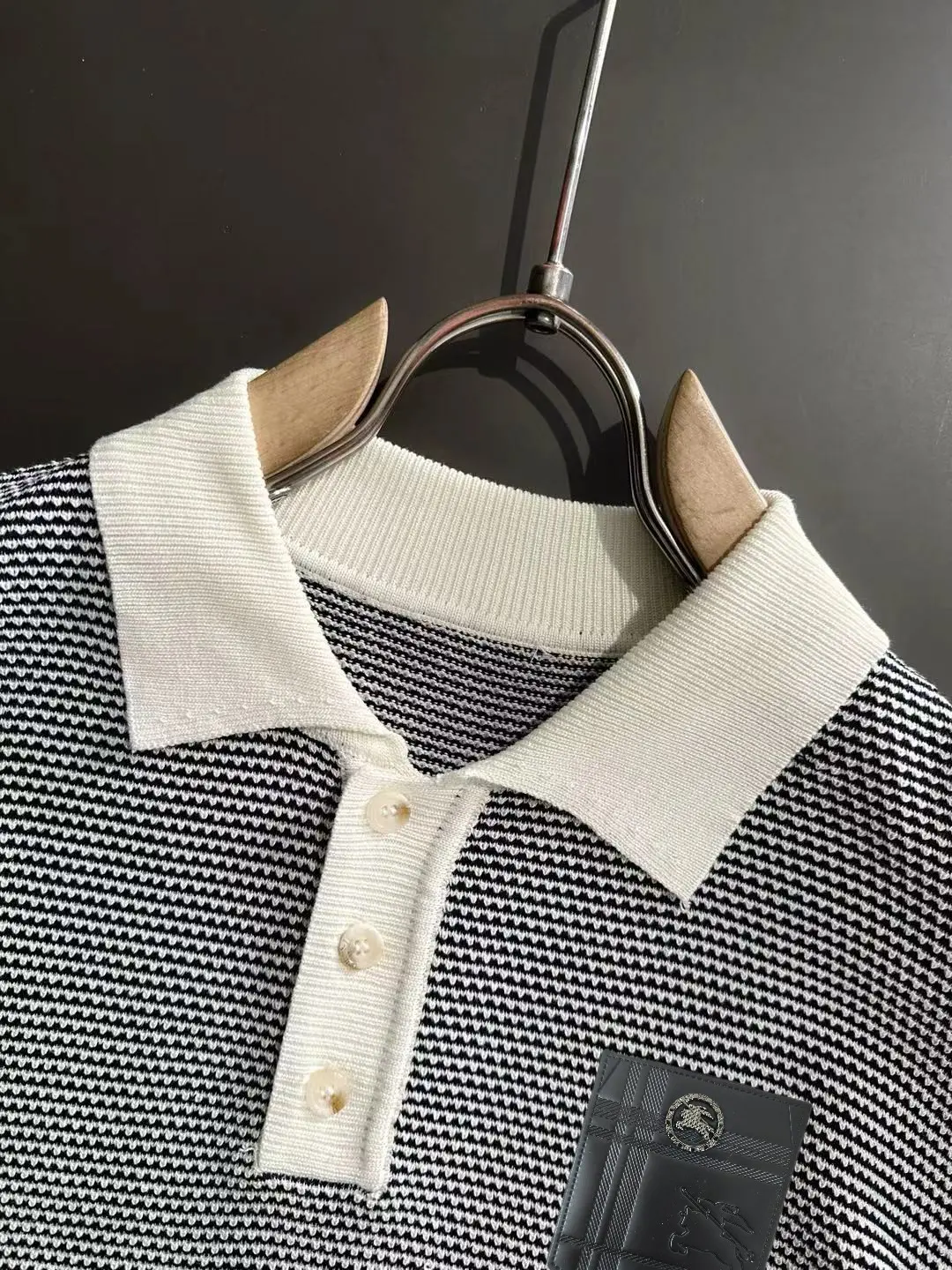 Textured Stripe Knit Polo Shirt D21013598 — view 3