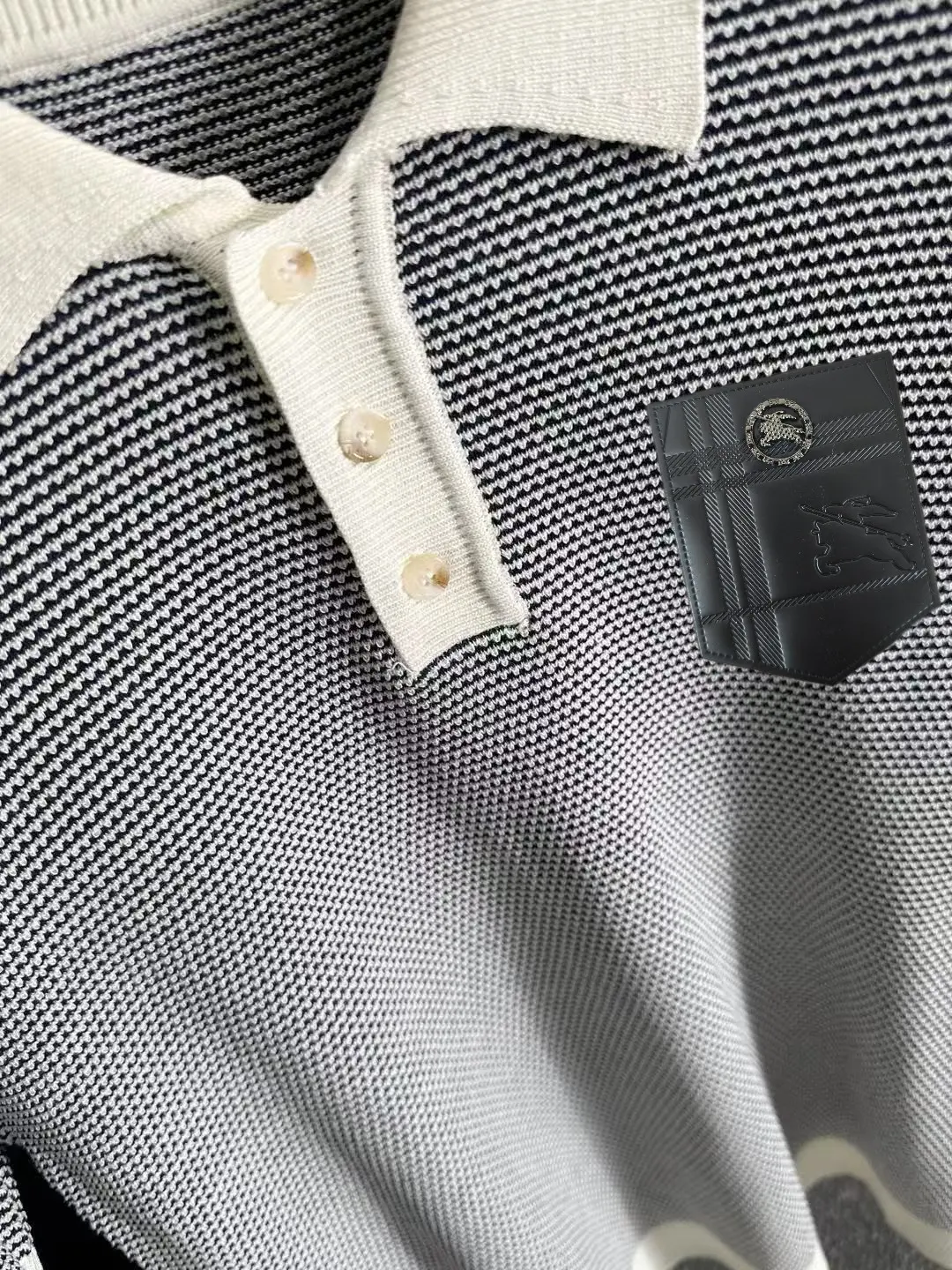 Textured Stripe Knit Polo Shirt D21013598 — view 7