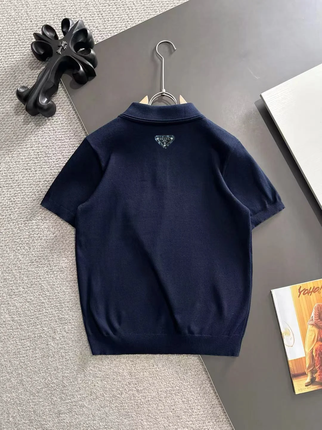 Logo-Embroidered Silk-Blend Knit Polo Shirt D21013573 — view 9
