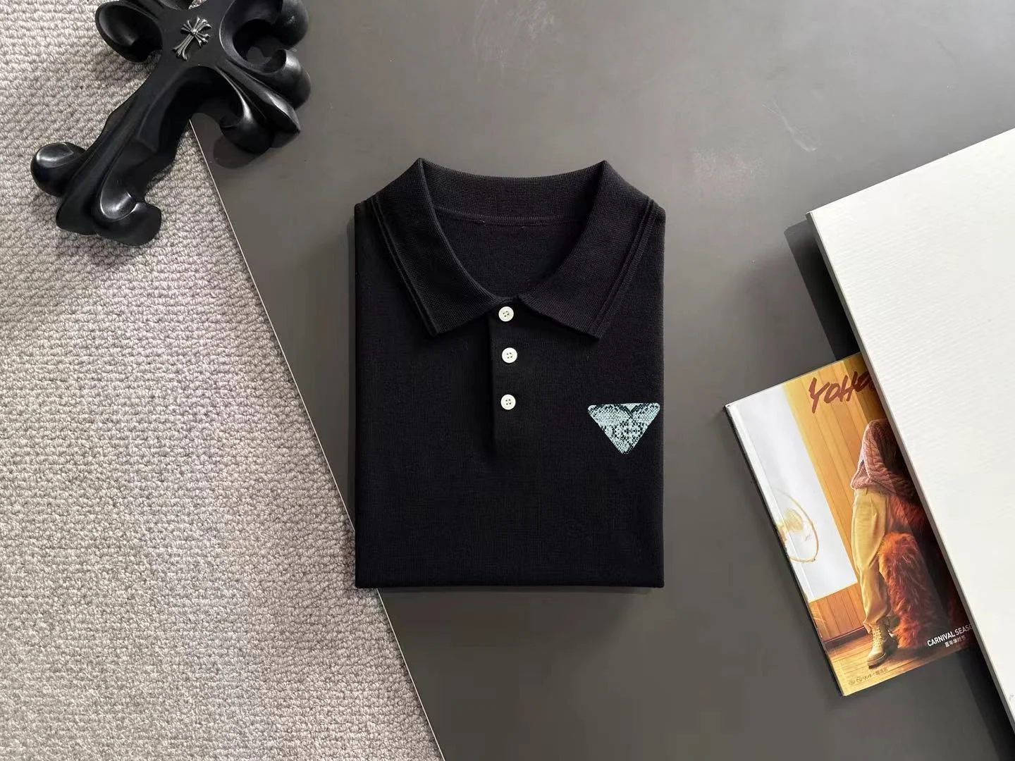 Logo-Embroidered Silk-Blend Knit Polo Shirt D21013572 — view 8
