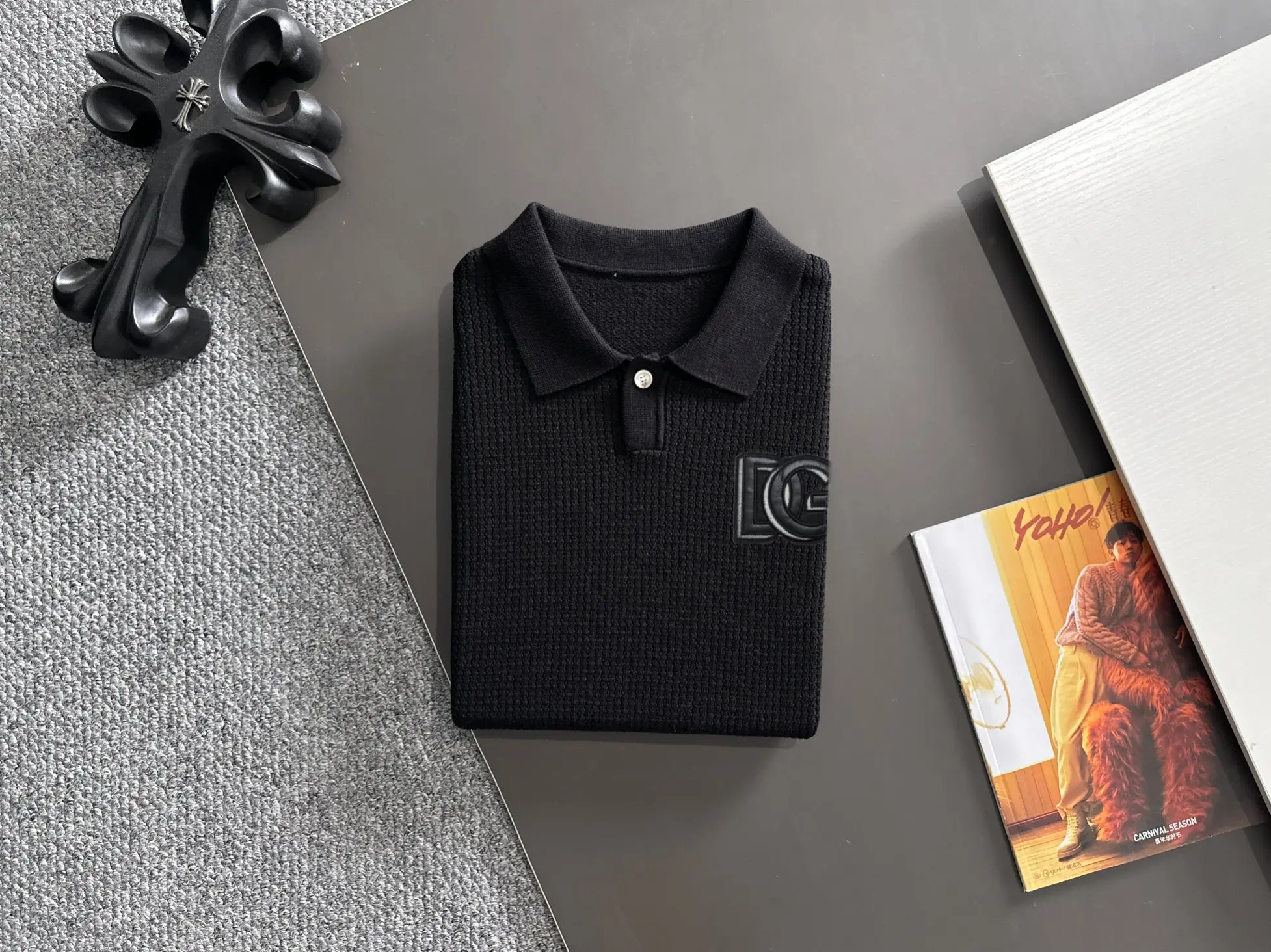 Waffle-Knit Cotton-Blend Polo Shirt D21013599 — view 8