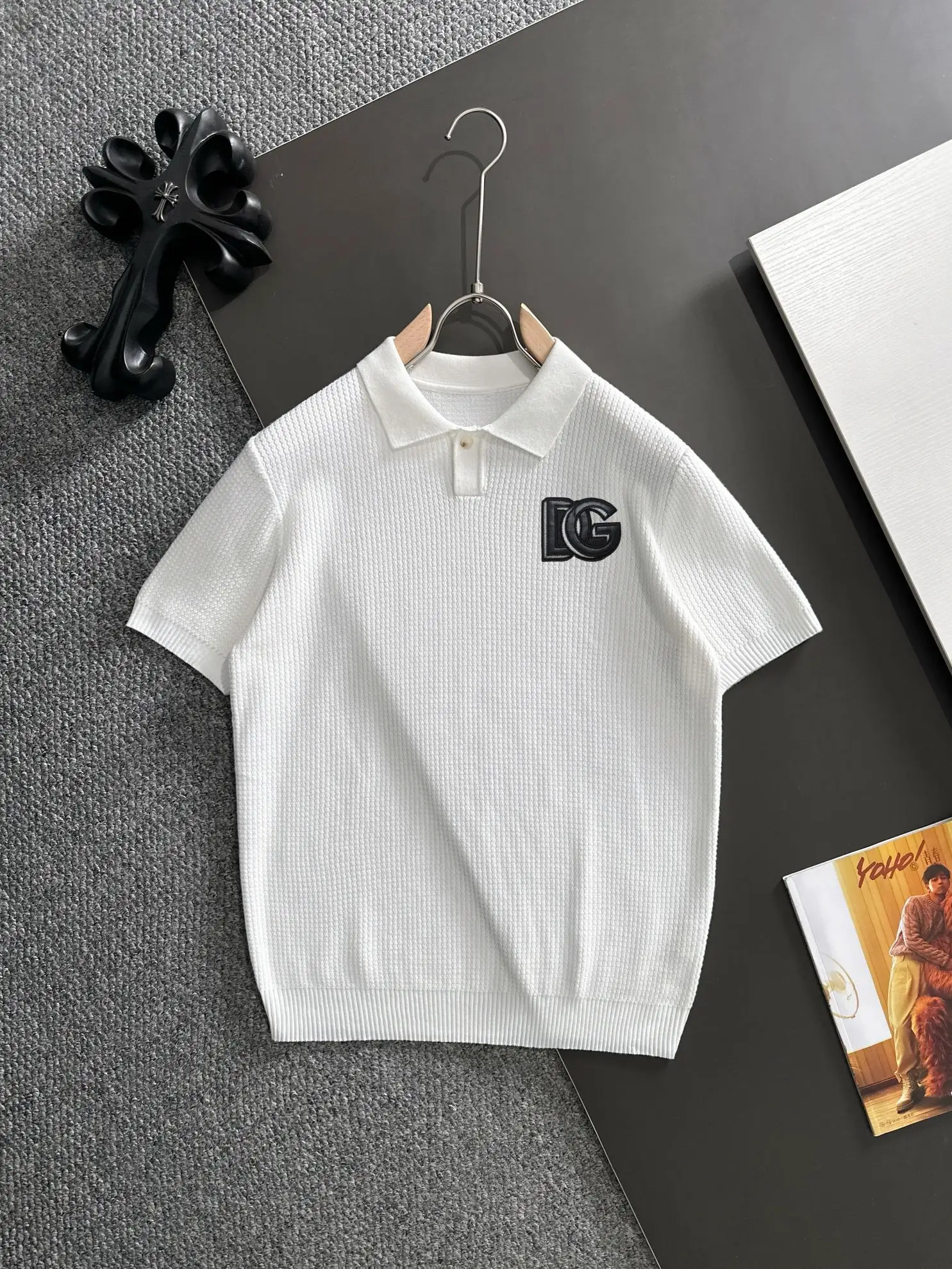 Logo-Appliqué Waffle-Knit Polo Shirt D21013600