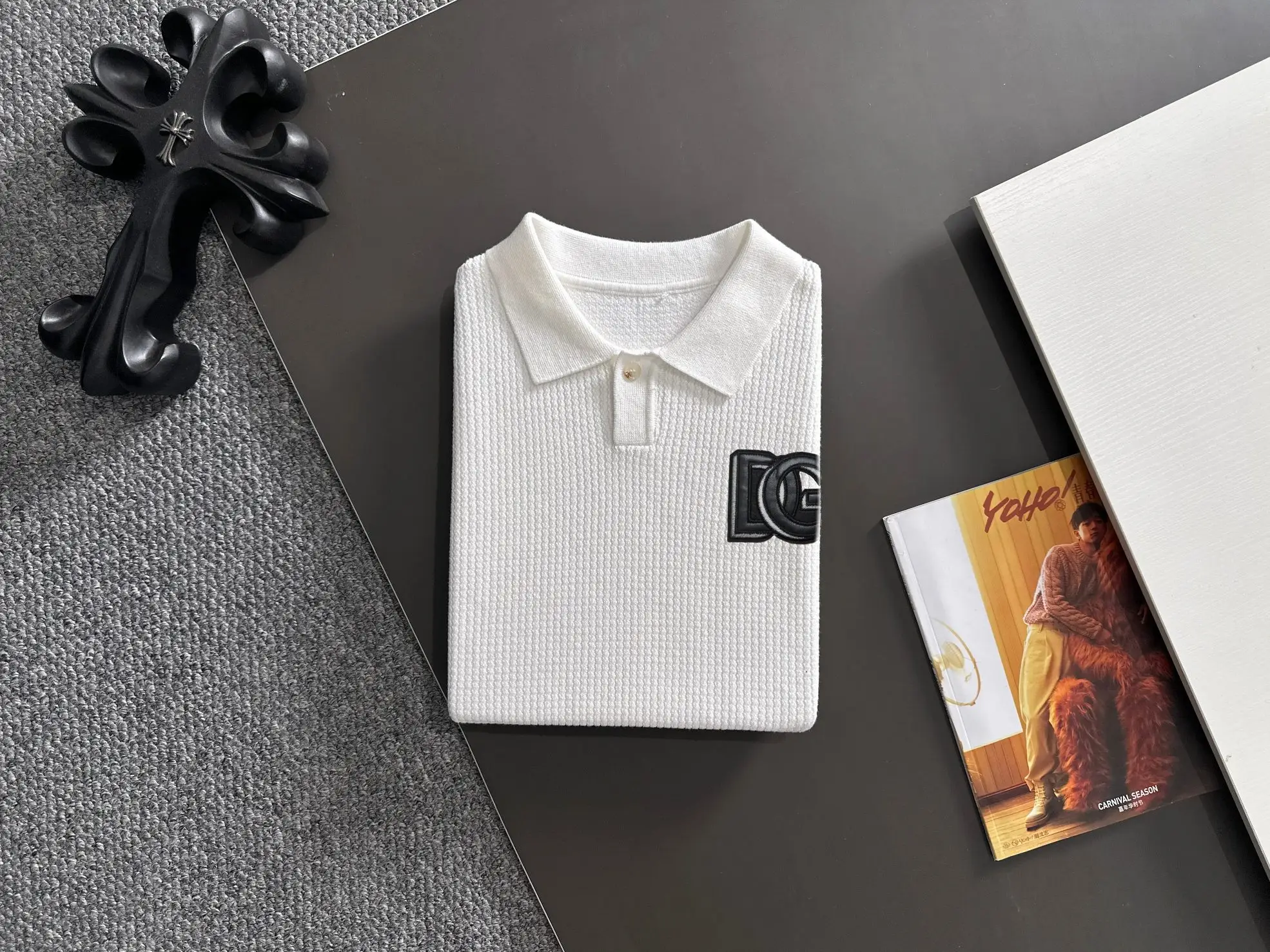 Logo-Appliqué Waffle-Knit Polo Shirt D21013600 — view 8