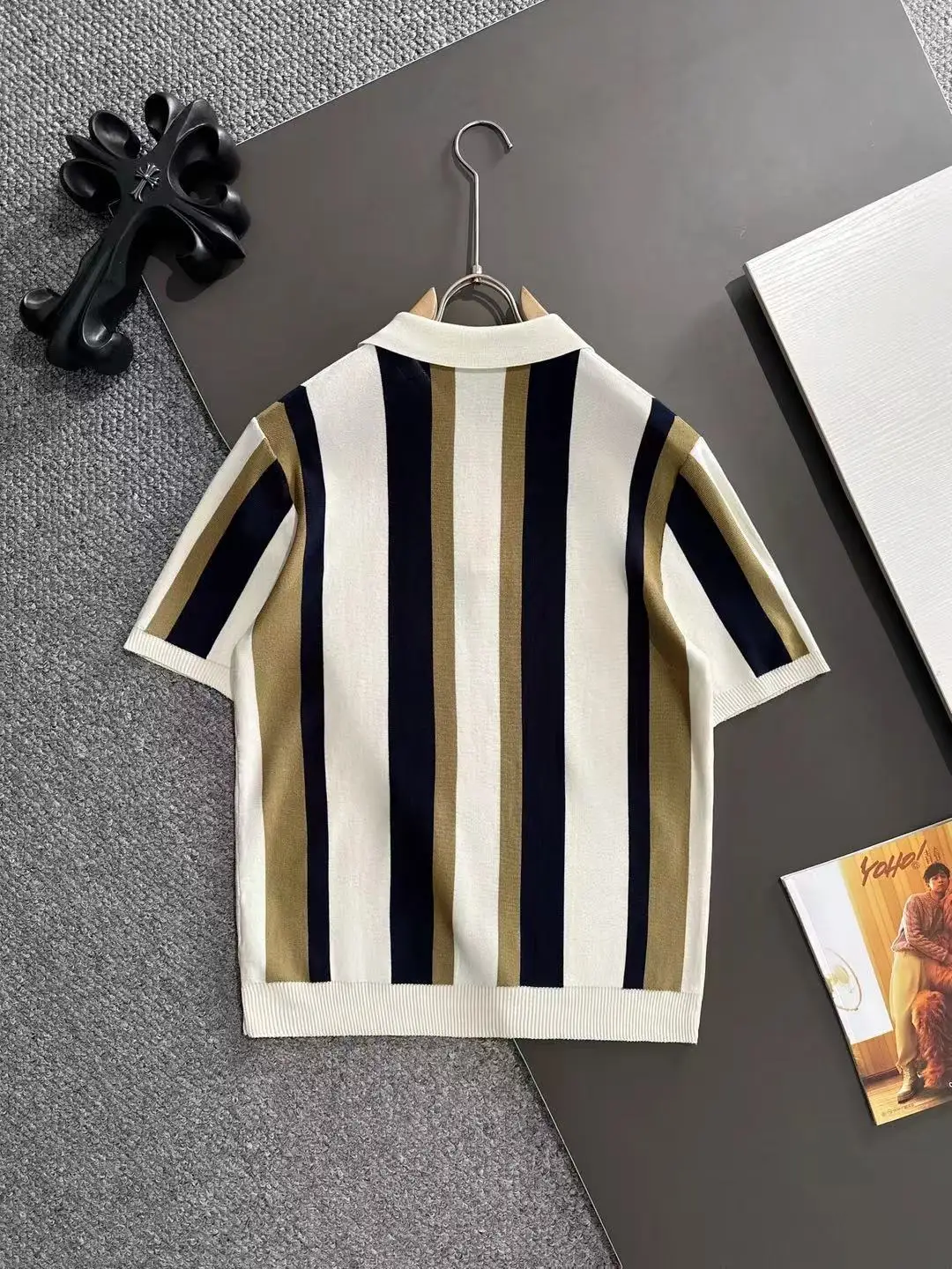 Striped Knit Half-Zip Polo Shirt D21013576 — view 9