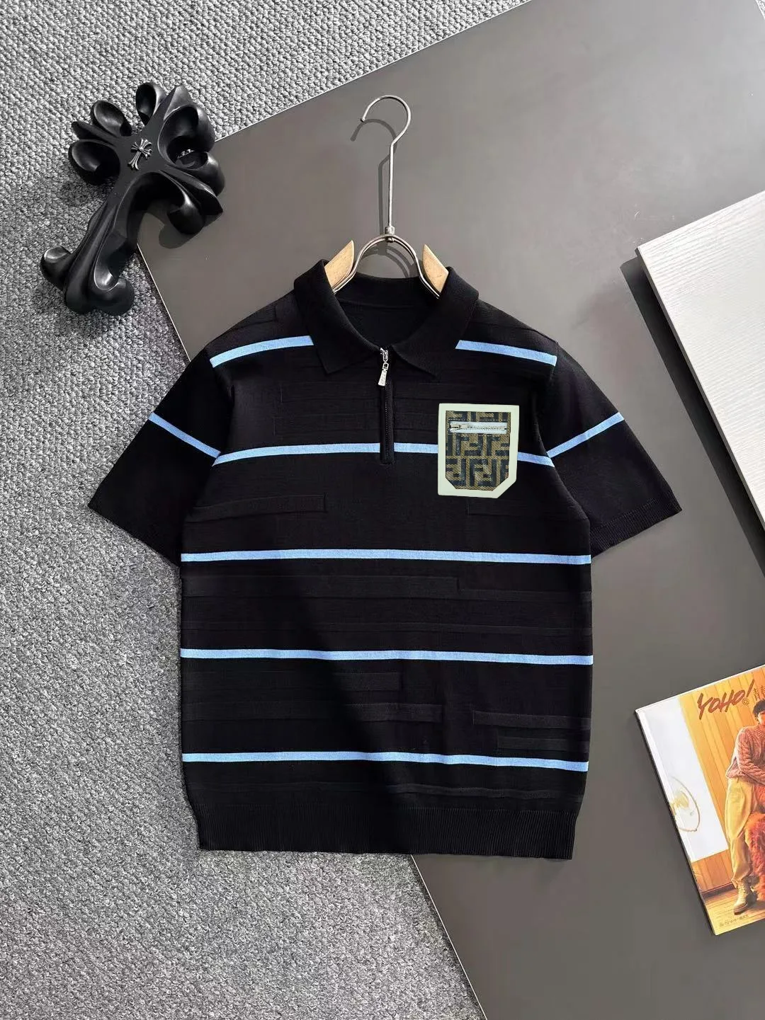 Striped Knit Half-Zip Polo Shirt D21013588