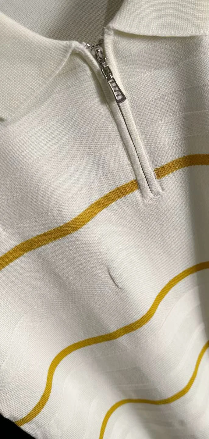 Striped Textured Knit Half-Zip Polo Shirt D21013590 — view 7