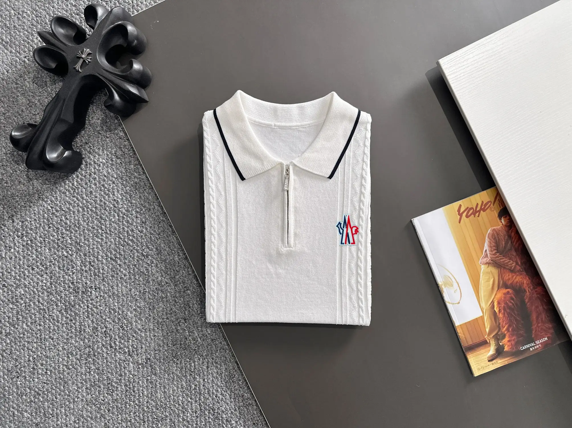 Cable-Knit Quarter-Zip Polo Shirt D21013605 — view 8