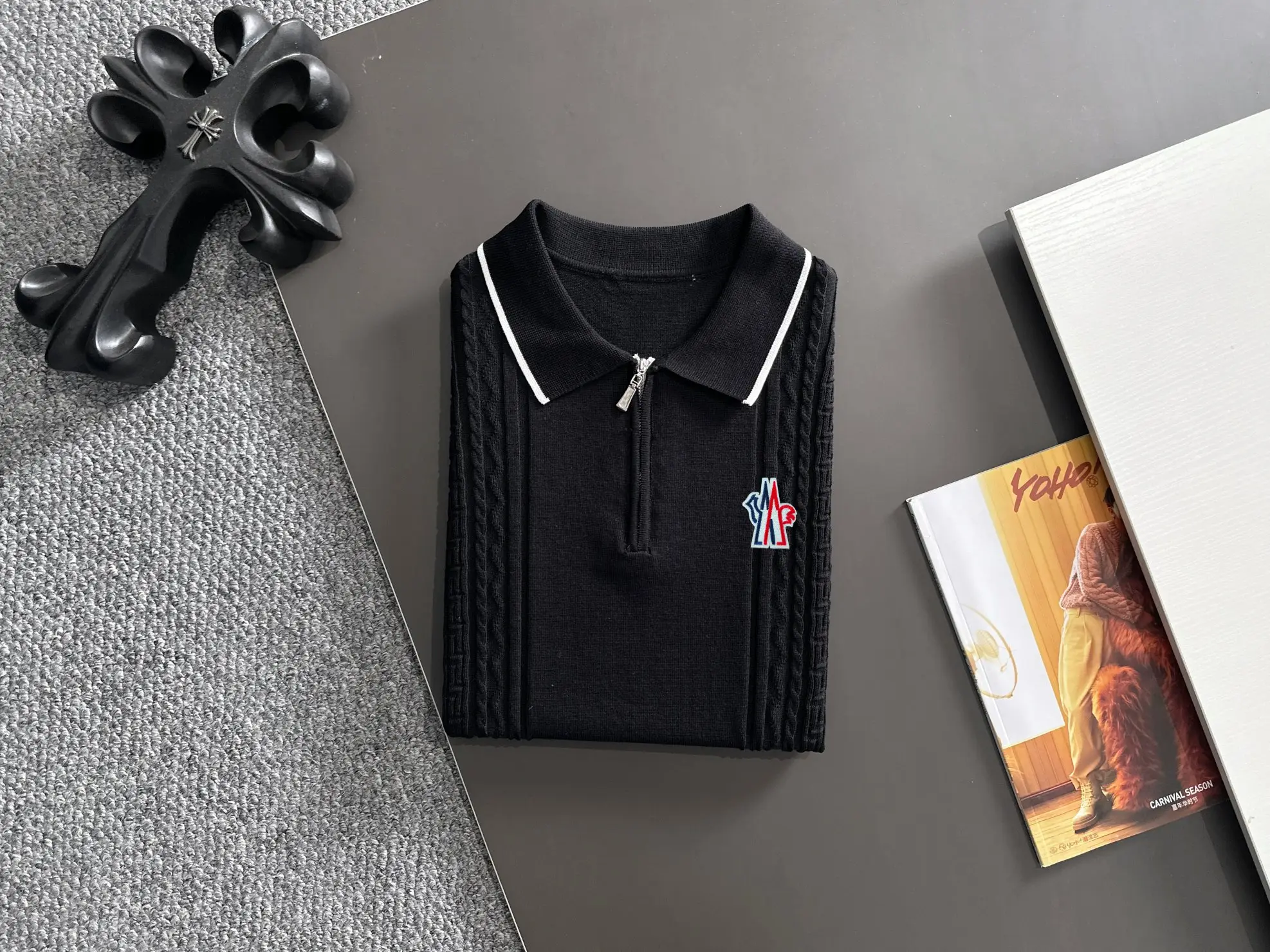 Cable-Knit Quarter-Zip Polo Shirt D21013603 — view 8