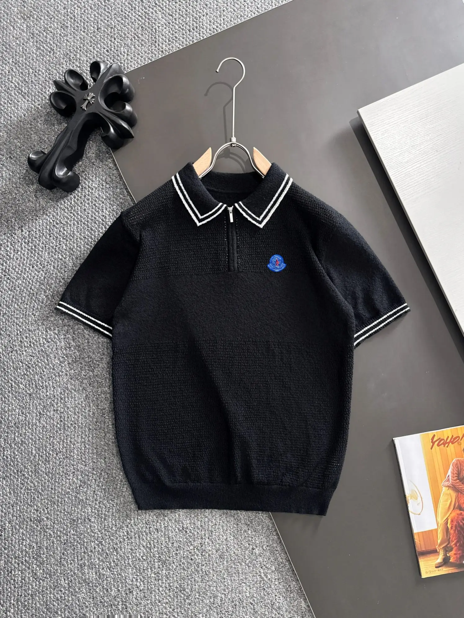 Half-Zip Textured Knit Polo Shirt D21013601
