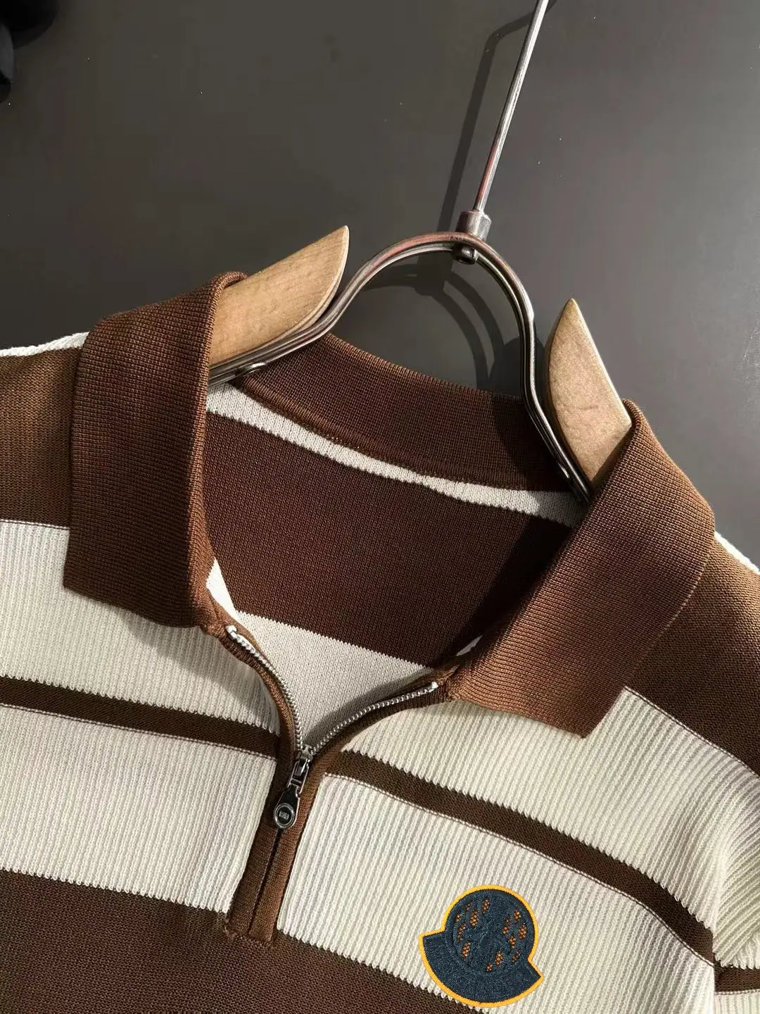 Striped Knit Half-Zip Polo Shirt D21013592 — view 3