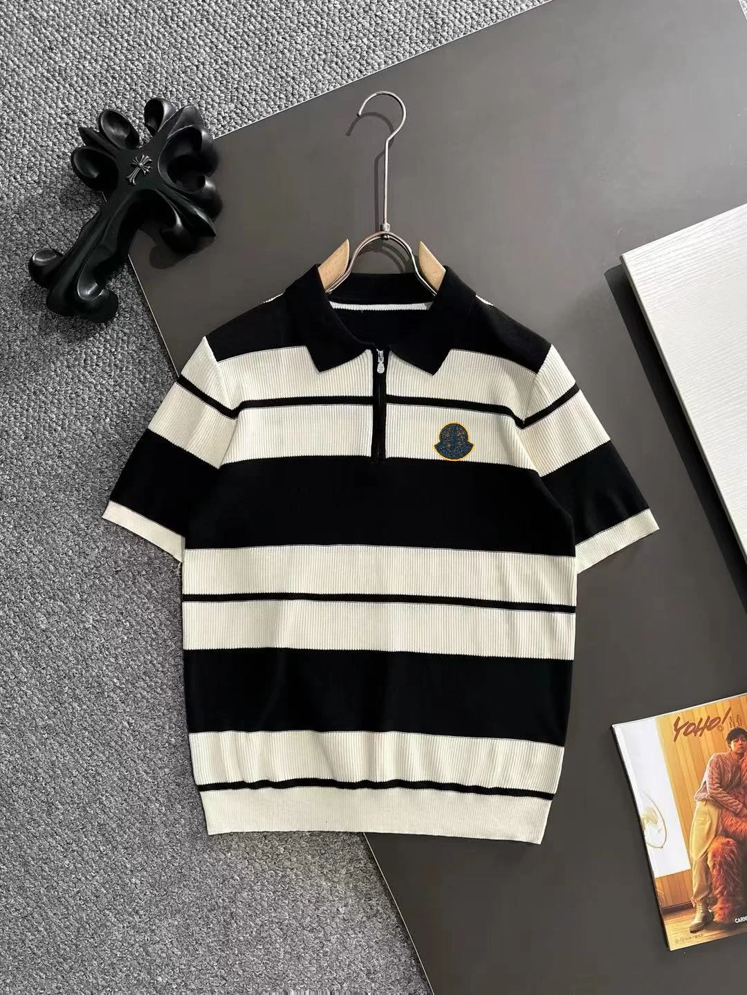 Striped Knit Half-Zip Polo Shirt D21013591