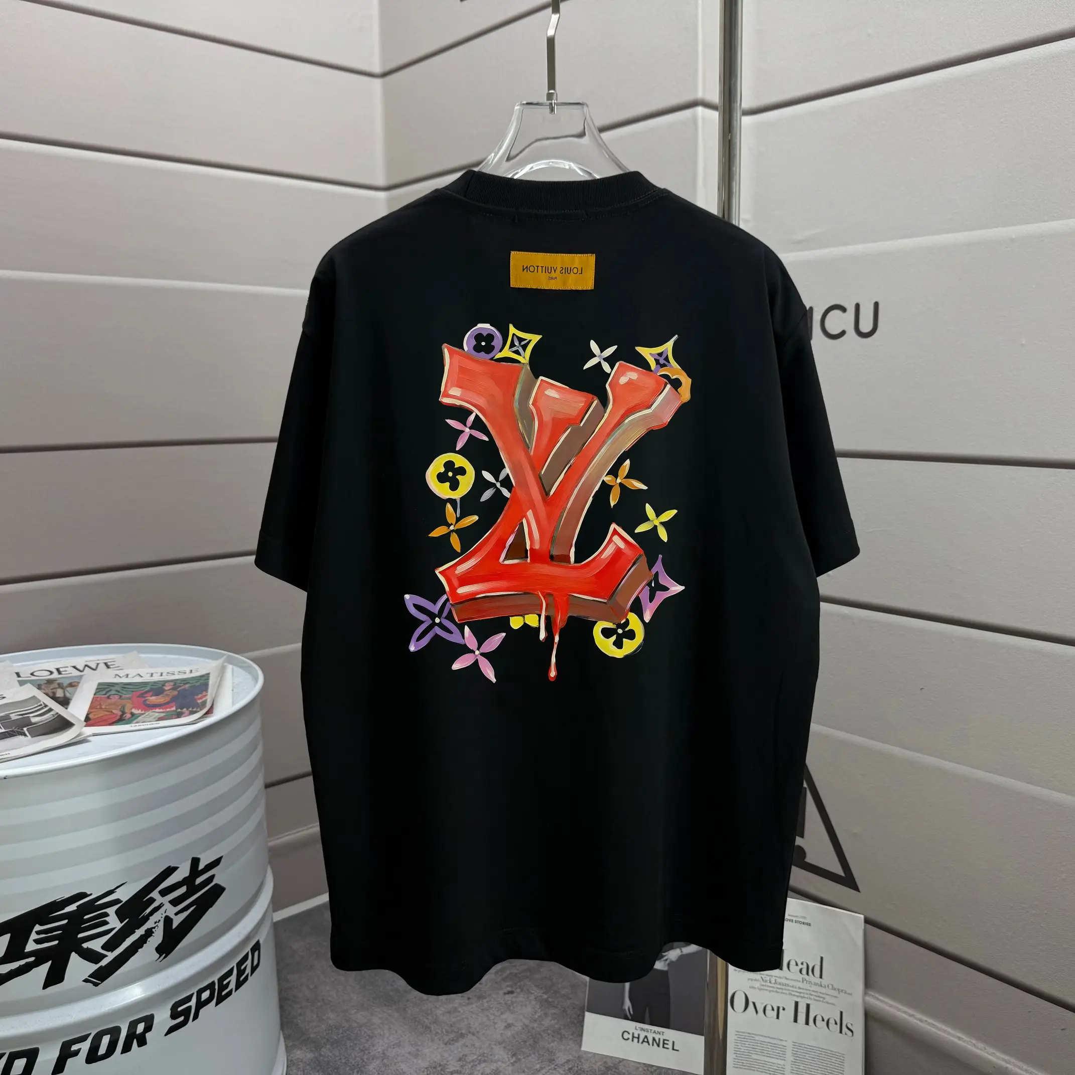 Graffiti Logo Print Cotton T-Shirt D13012586