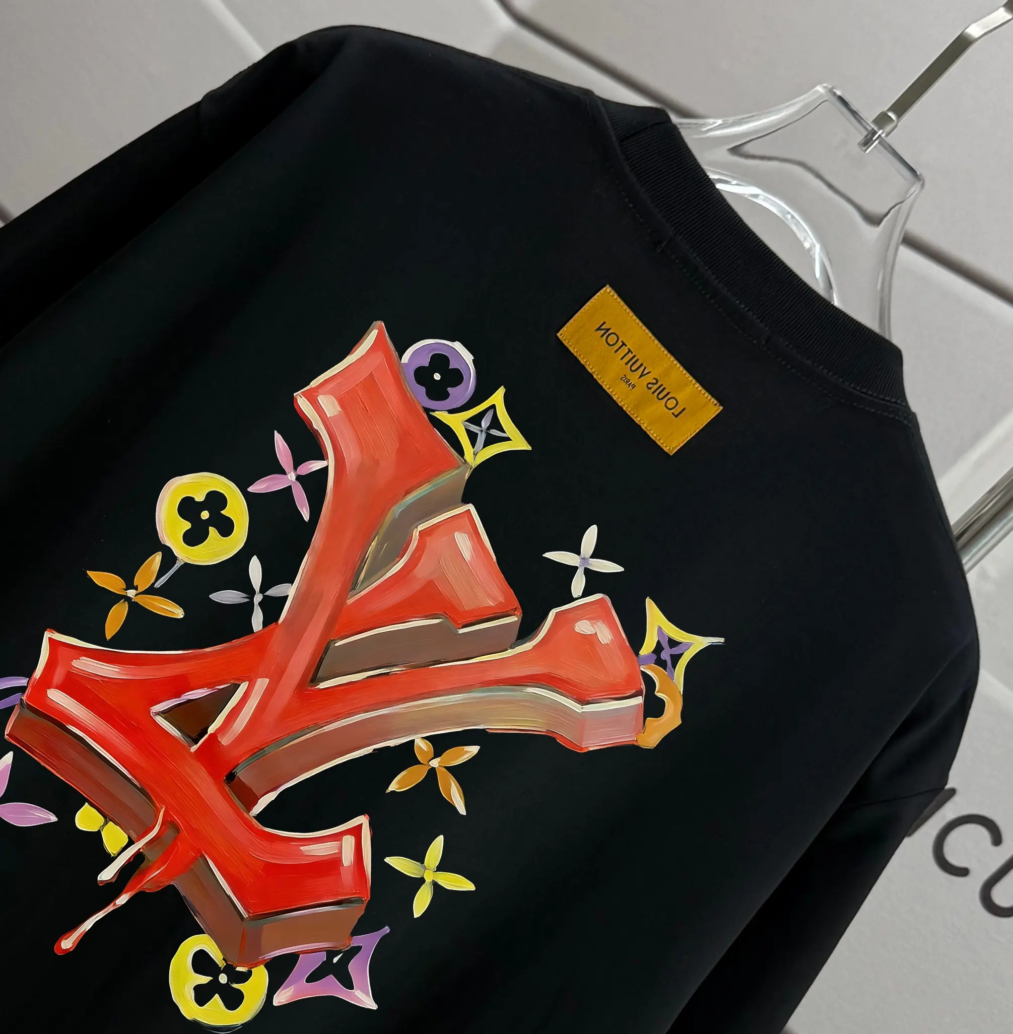 Graffiti Logo Print Cotton T-Shirt D13012586 — view 3