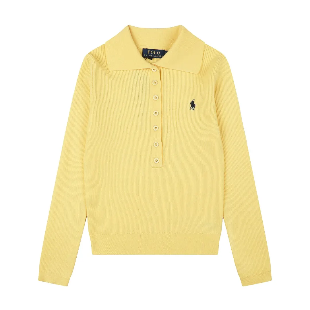 Polo Collar Wool-Blend Knit Sweater D17022963