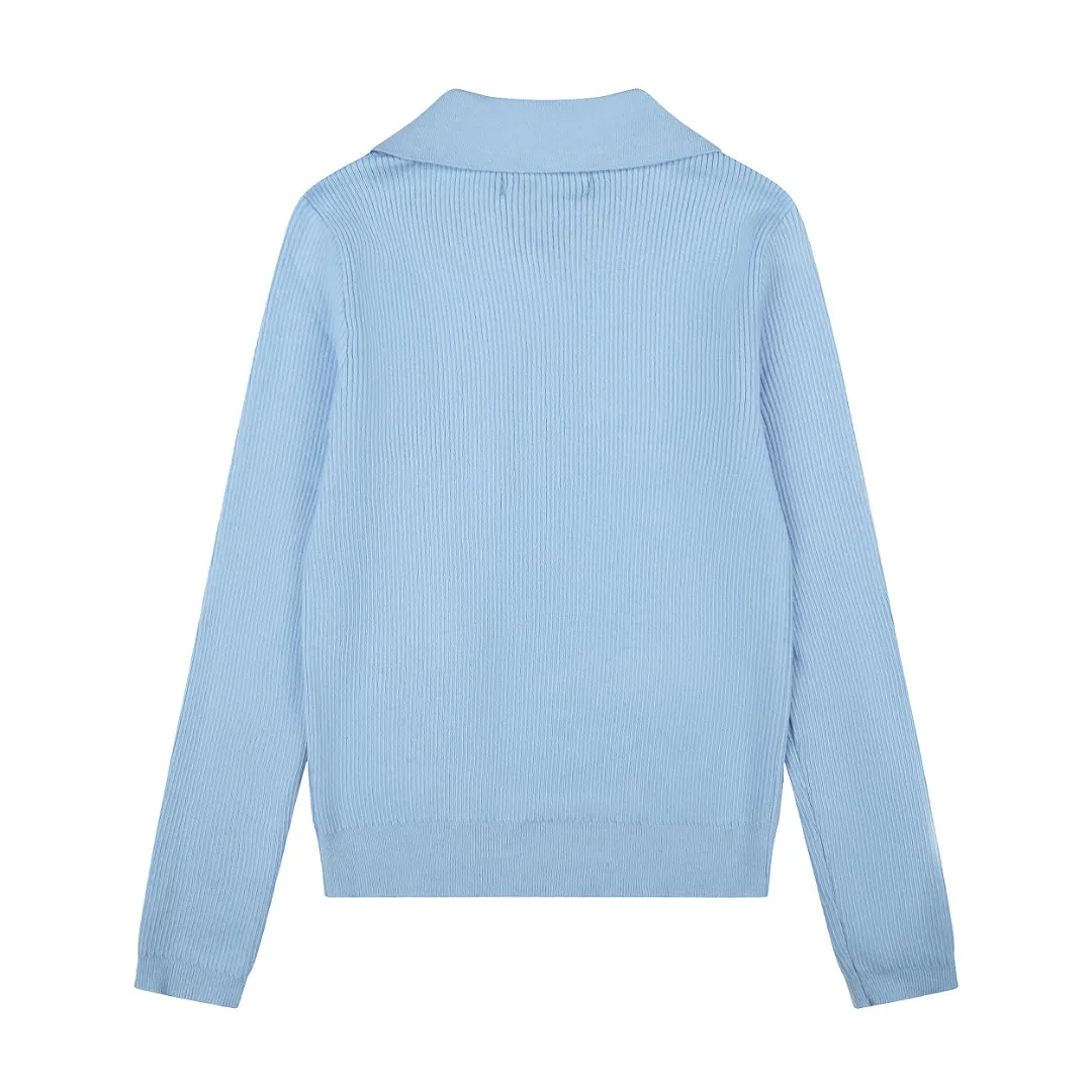 Ribbed Wool-Blend Polo Sweater D17022964 — view 2