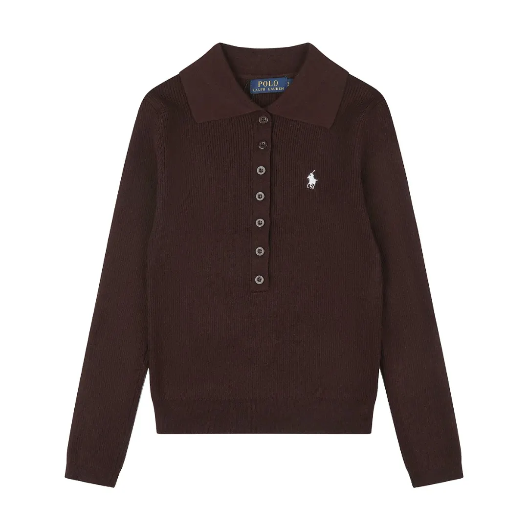 Polo Collar Wool-Blend Knit Sweater D17022962