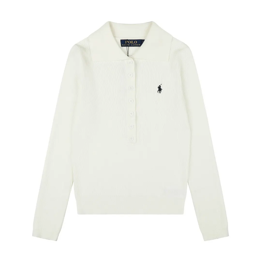 Polo Collar Wool-Blend Knit Sweater D17022956