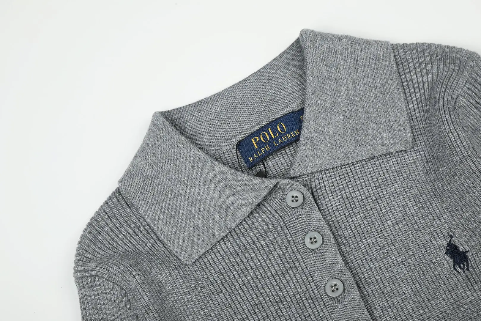 Ribbed Wool-Blend Polo Sweater D17022959 — view 3