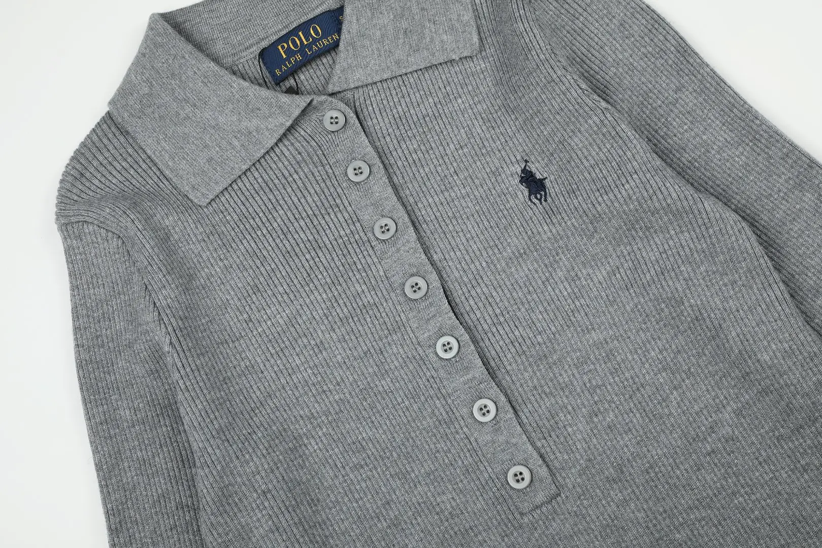 Ribbed Wool-Blend Polo Sweater D17022959 — view 4