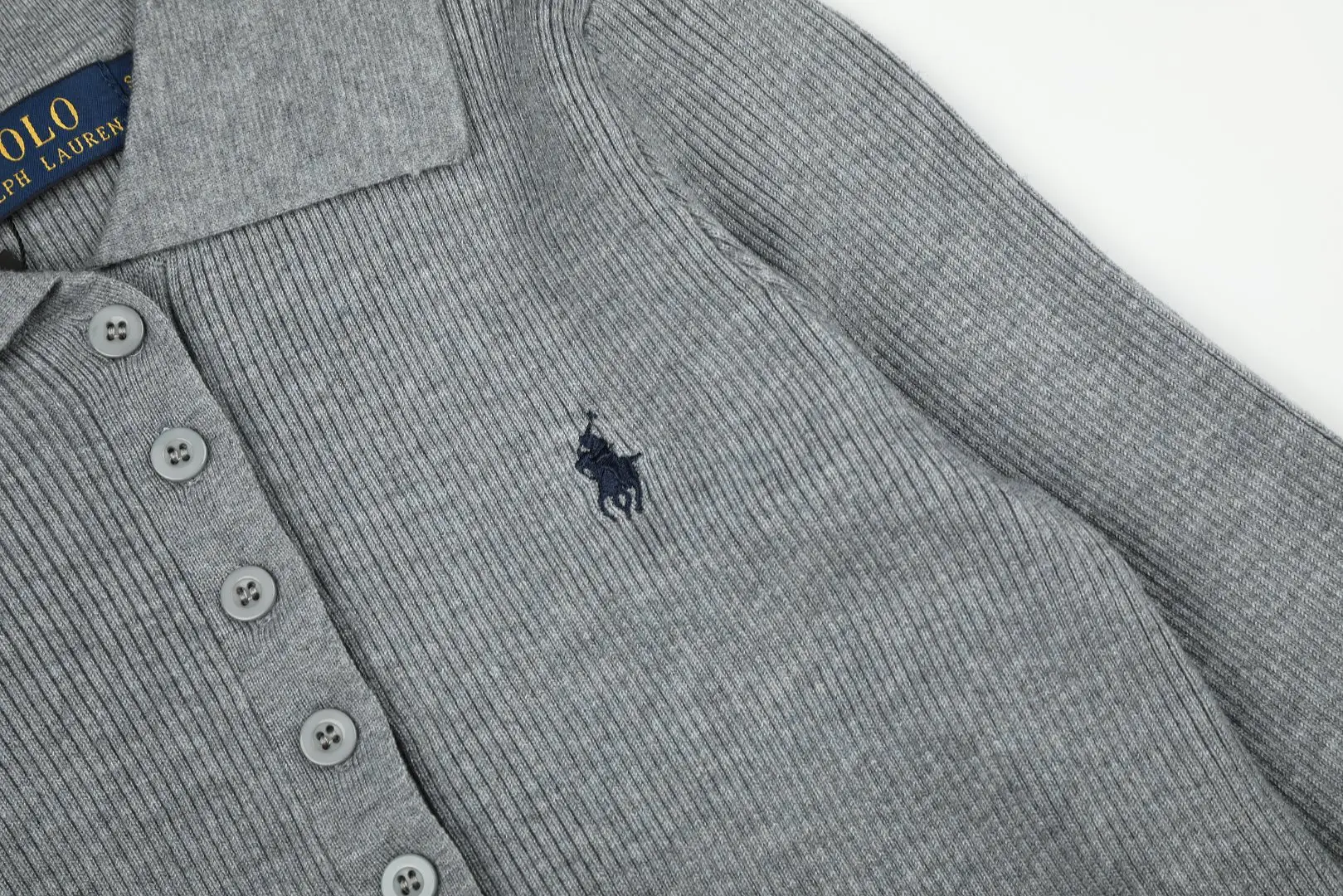 Ribbed Wool-Blend Polo Sweater D17022959 — view 5
