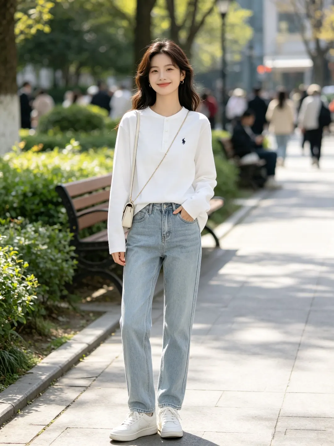 Long-Sleeved Cotton Henley Polo Shirt D17022722