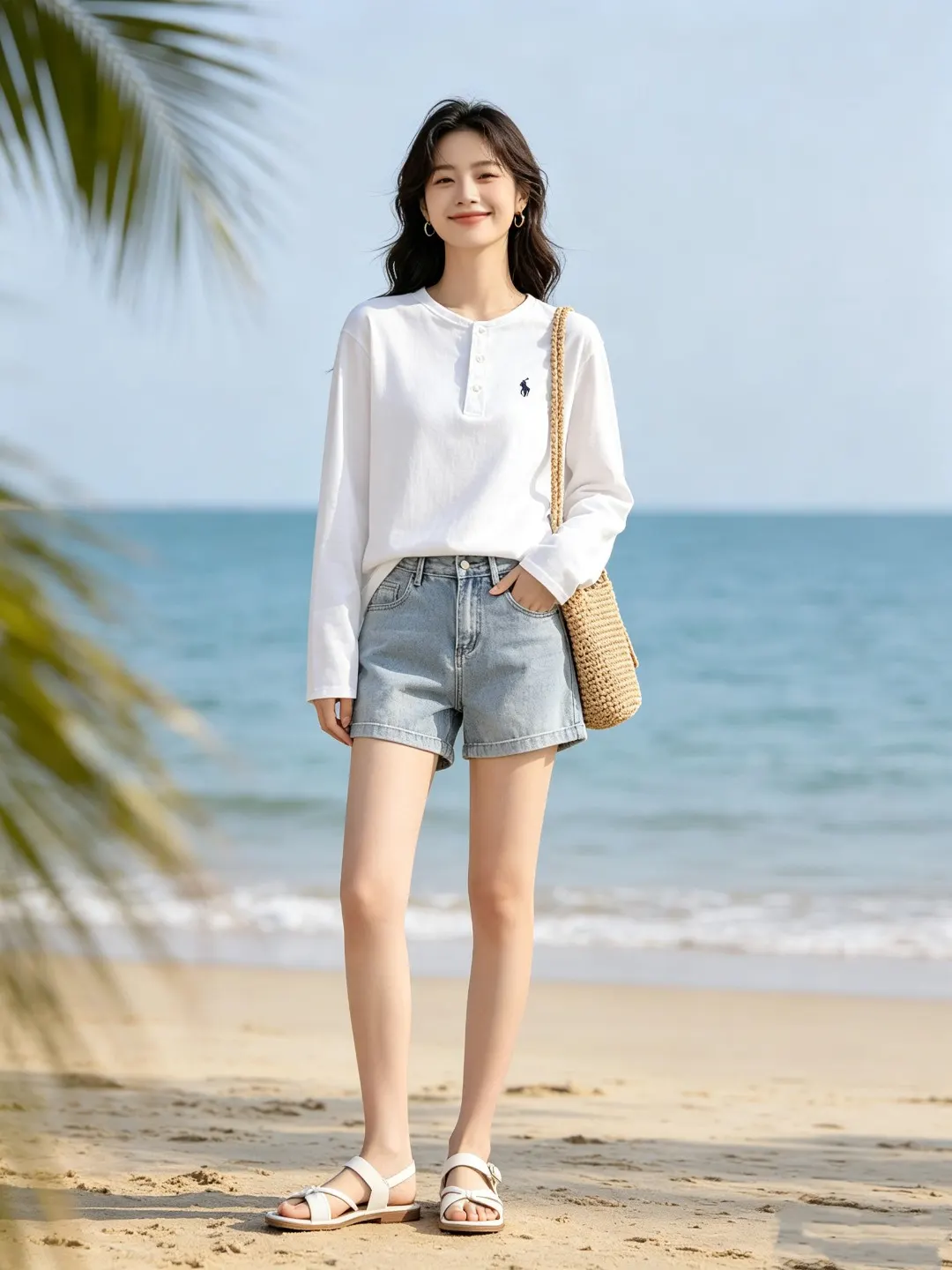 Long-Sleeved Cotton Henley Polo Shirt D17022722 — view 3