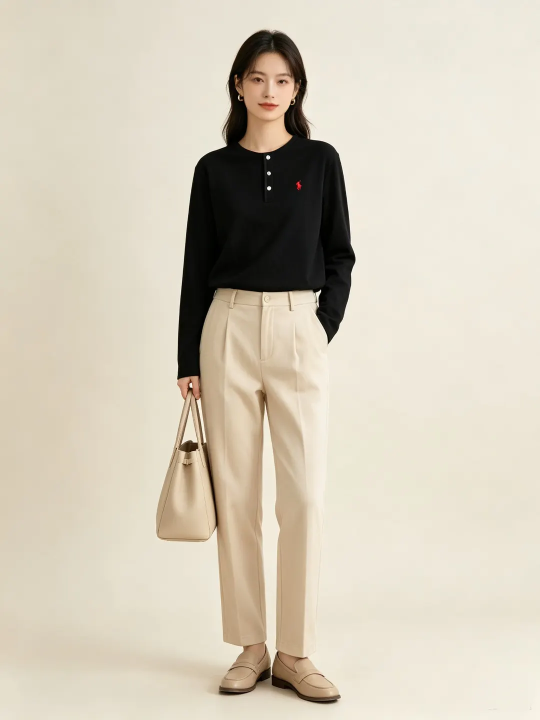 Long-Sleeved Cotton Henley Polo Shirt D17022722 — view 11