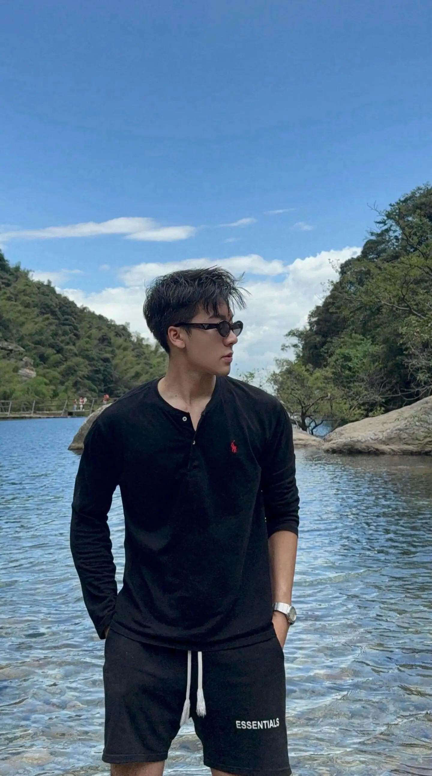 Long-Sleeved Cotton Henley Polo Shirt D17022722 — view 17
